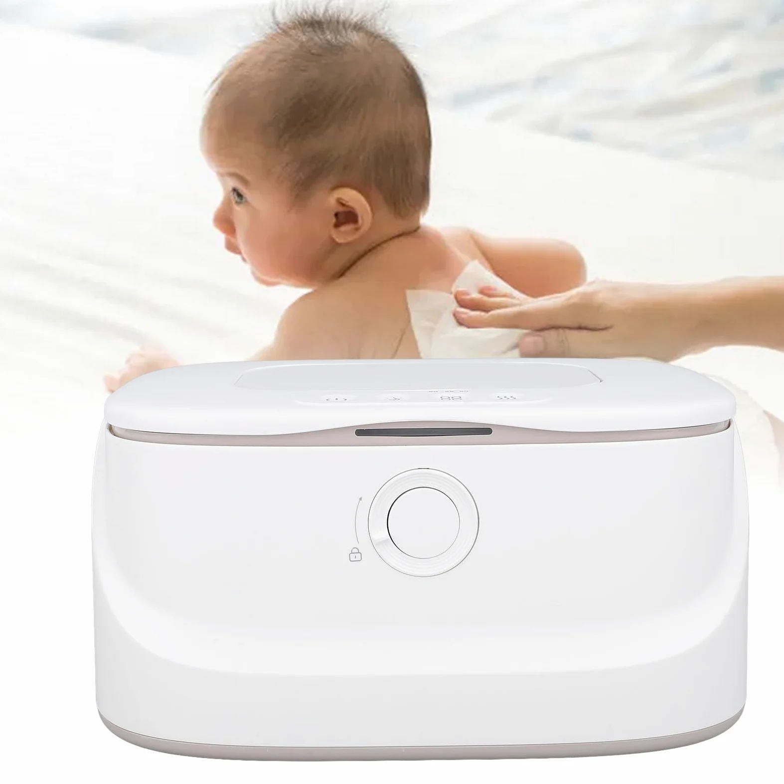 Scaldasalviette per Bambini Dispenser Riscaldatore di Grande capacità a Temperatura Regolabile per Luce Notturna per Bambini; Materiale robusto: PP [Camera dei ] (WHITE)