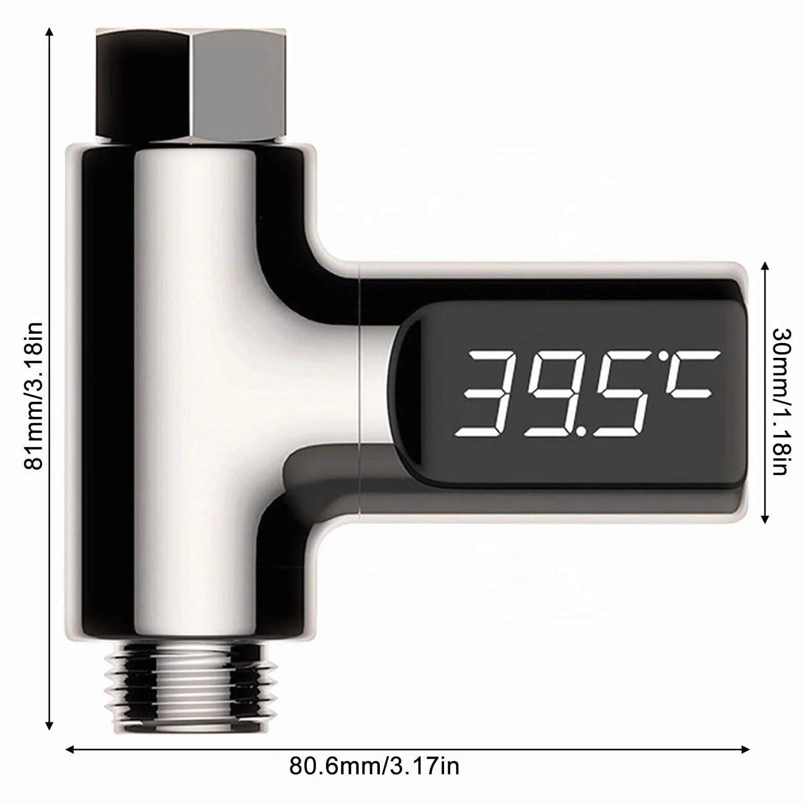 Molbory Termometro da bagno digitale a LED, 5 – 85 ℃, in tempo reale, flusso d'acqua con schermo girevole a 360°, termometro per acqua per bambini, termometro per doccia