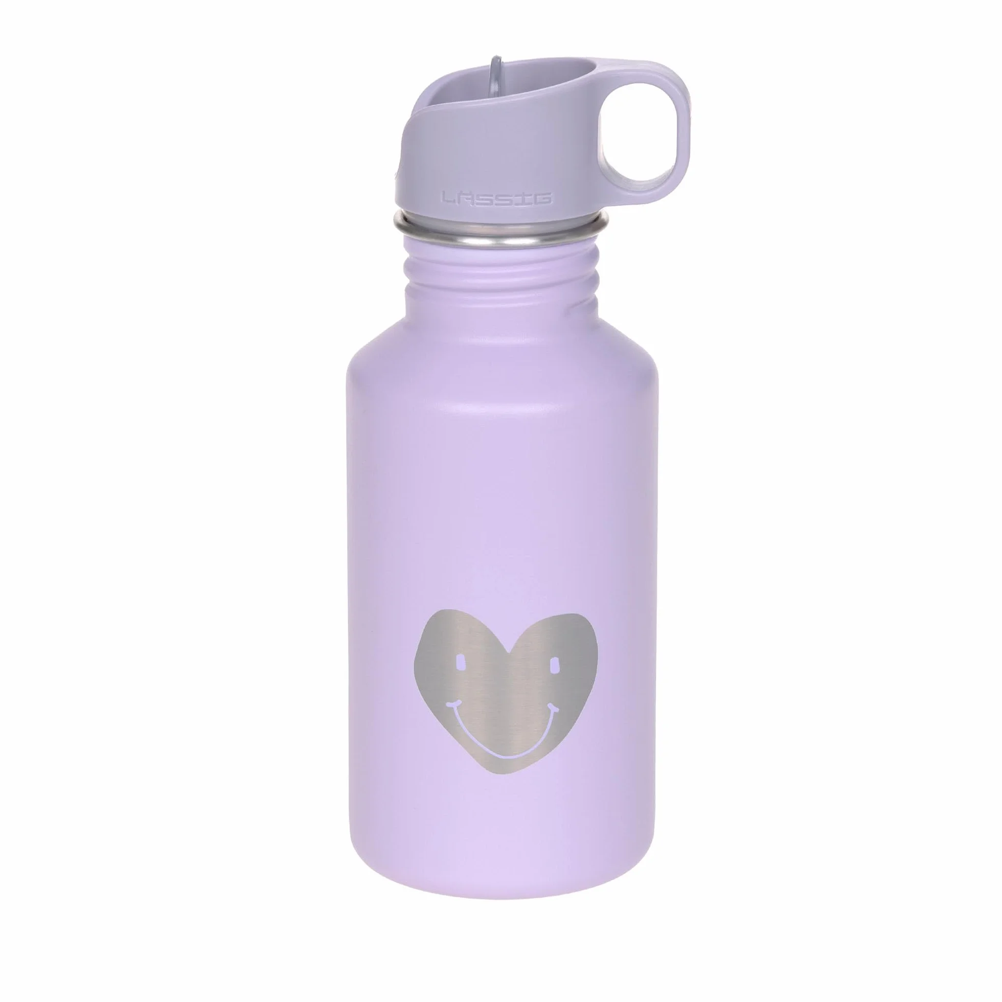 LÄSSIG Bottiglia per bambini in acciaio inox senza BPA 500ml per l'asilo, a prova di perdite, con tappo per lo sport/Bottle Stainless Steel Little Gang Heart lilac