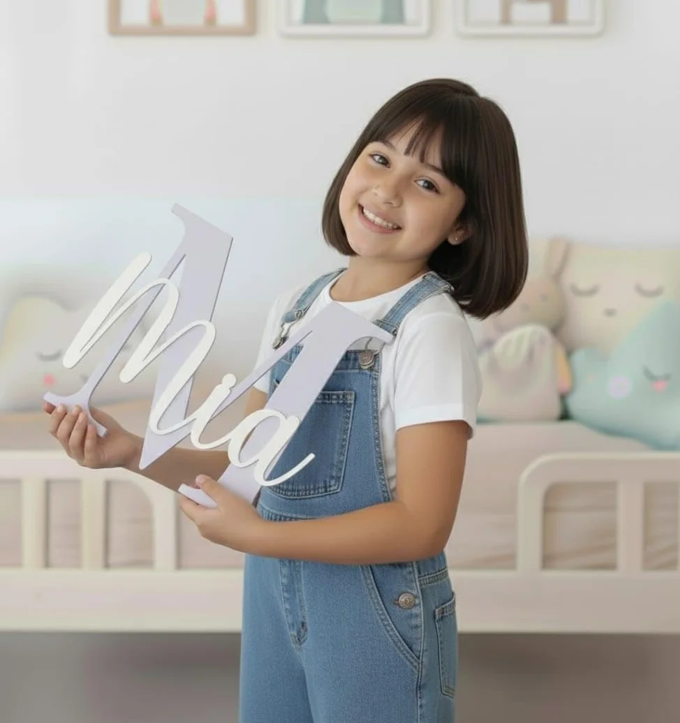 Lettera decorativa personalizzata con nome da appendere, misure e colori a scelta, regalo per bambini