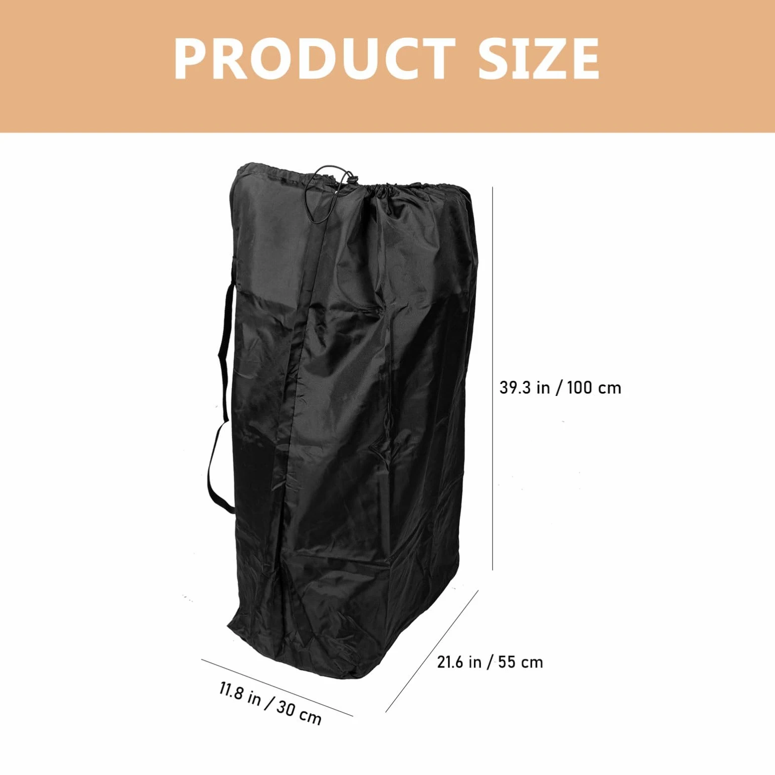 Generico Borsa per Carrozzina da Viaggio, Sacco Porta Passeggino Nero | Nylon, Doppie Tracolle e Chiusura Cordino Bloccabile, Cuciture Rinforzate, per Trasporto Aereo e Spostamenti