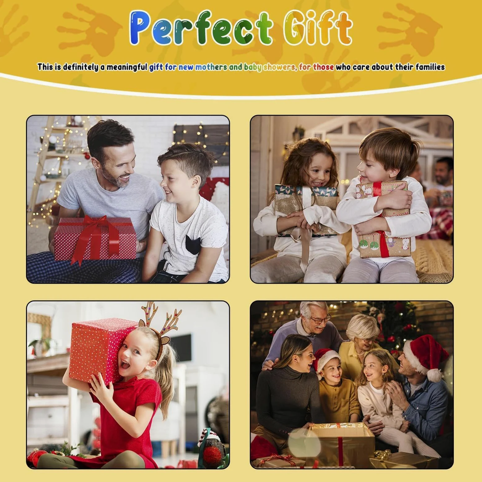 Kit Per Impronta Mano Neonato Cornice Portafoto Trasparente Soprammobile da | Ricordo Di Famiglia Con Impronta Della Mano Per Genitori Di Asilo Compleanno Natale Adozione Ann