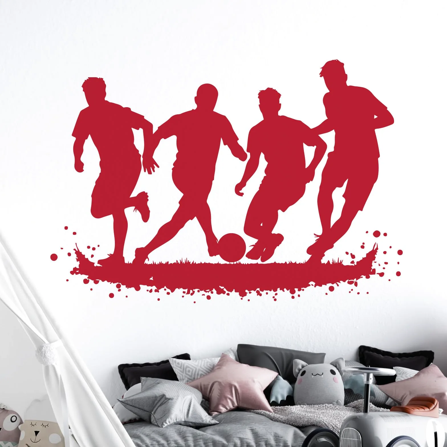 calciatori Wall Art Vinyl Sticker – cameretta dei Bambini, Targa in Vinile, Poppy, Extra Large (1460x550mm)