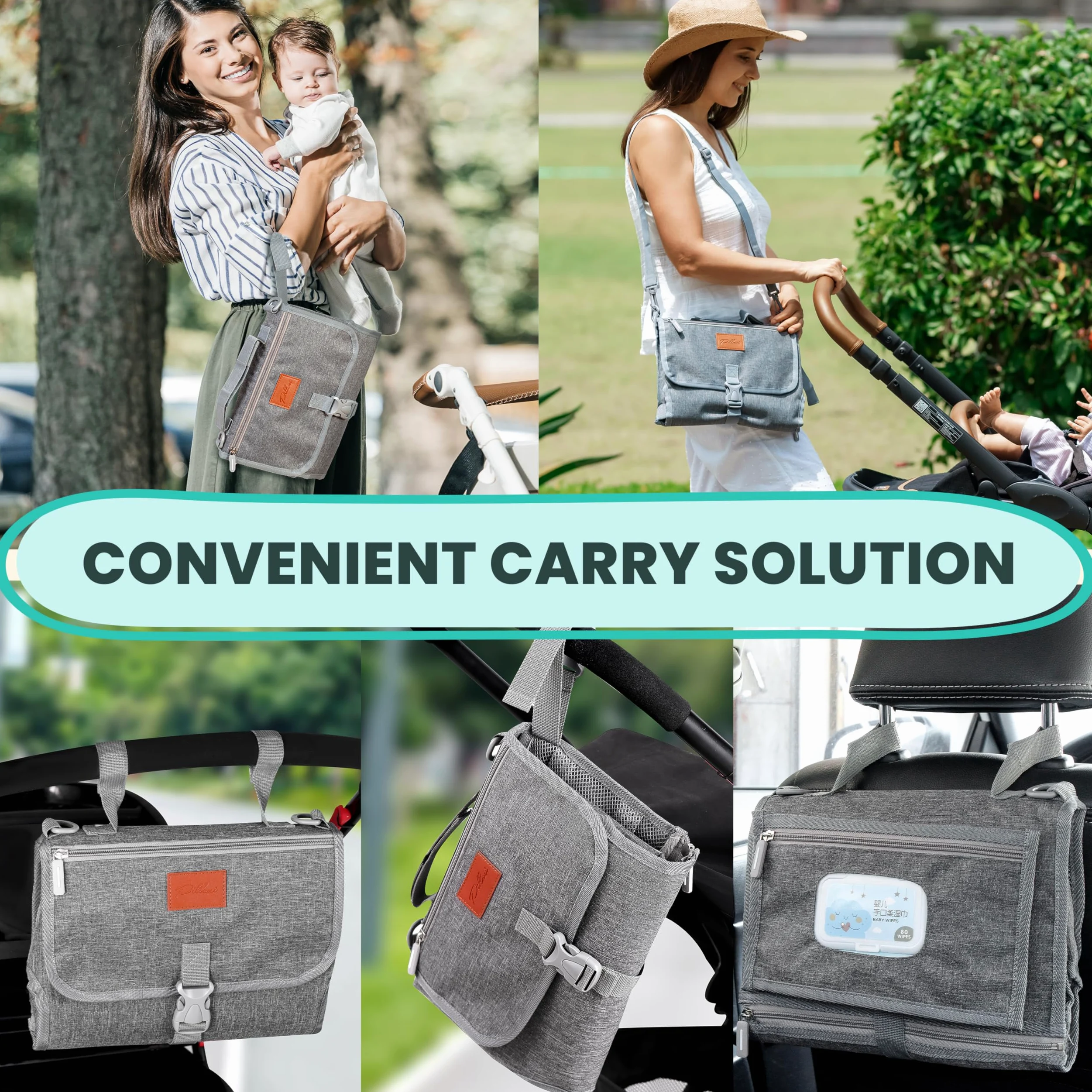 Fasciatoio portatile per bambino – Morbido e confortevole fasciatoio portatile con tasche per salviette, impermeabile e facile da pulire – Regali per baby shower, essenziali per neonati