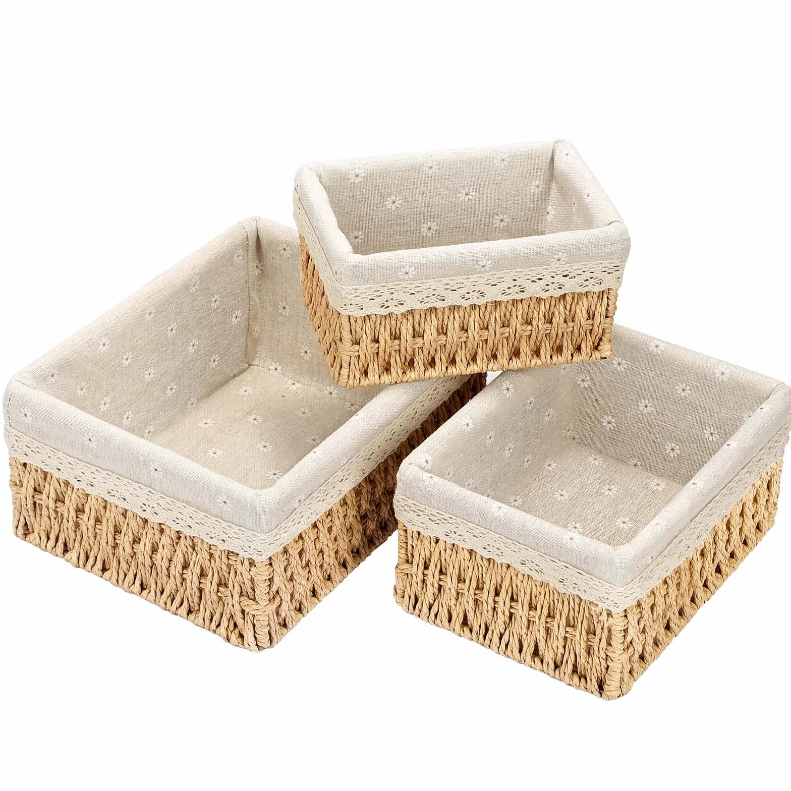 Sosayet Cestino Portaoggetti e Porta Giocattoli - Set di 3 Organizer Intrecciati per Bagno, Fasciatoio e Camerette - Piccoli Contenitori in Tessuto Riciclabile