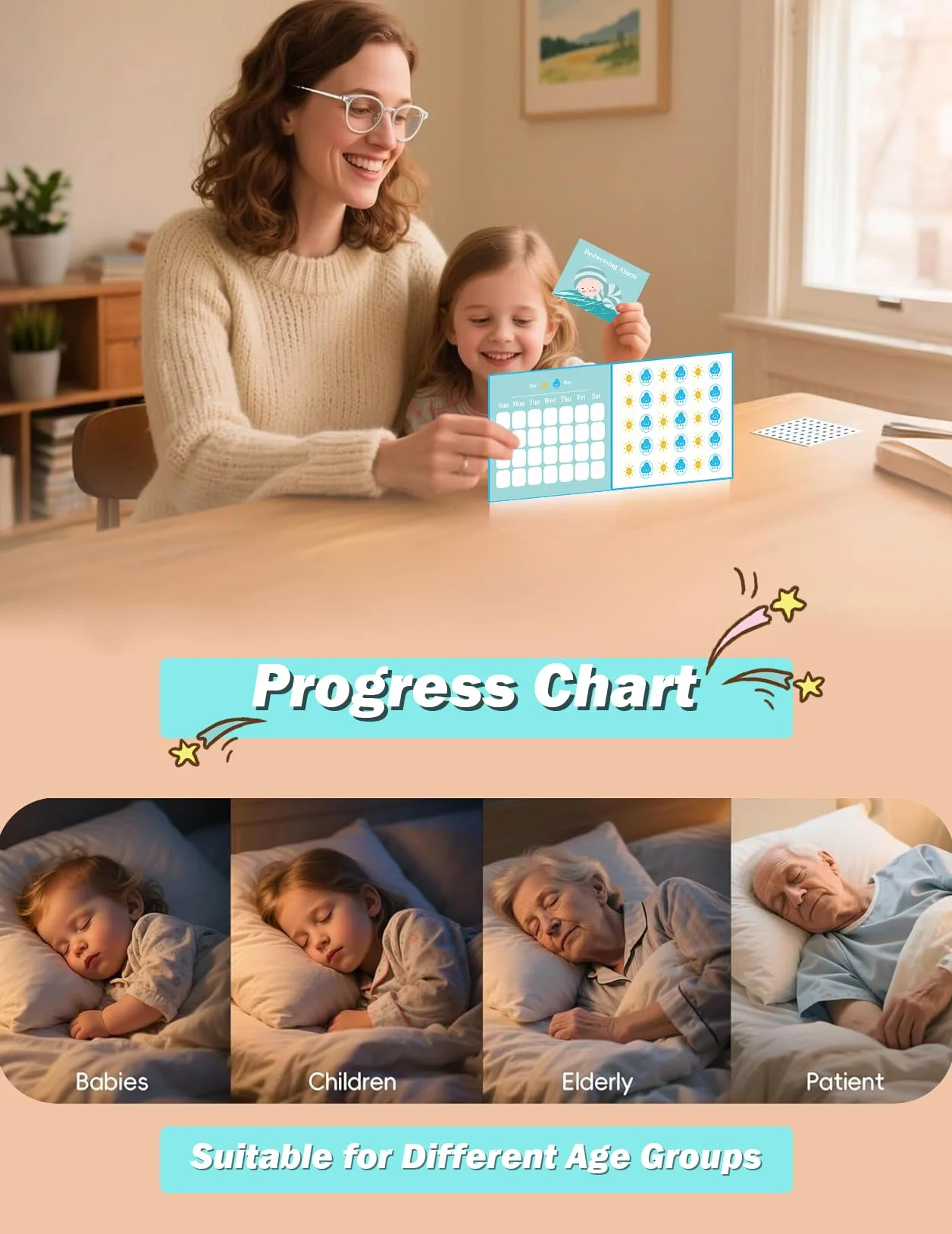 Allarme senza fili per bambini e ragazze, ricaricabile, USB-C con 3 modalità di allenamento notturno e superamento
