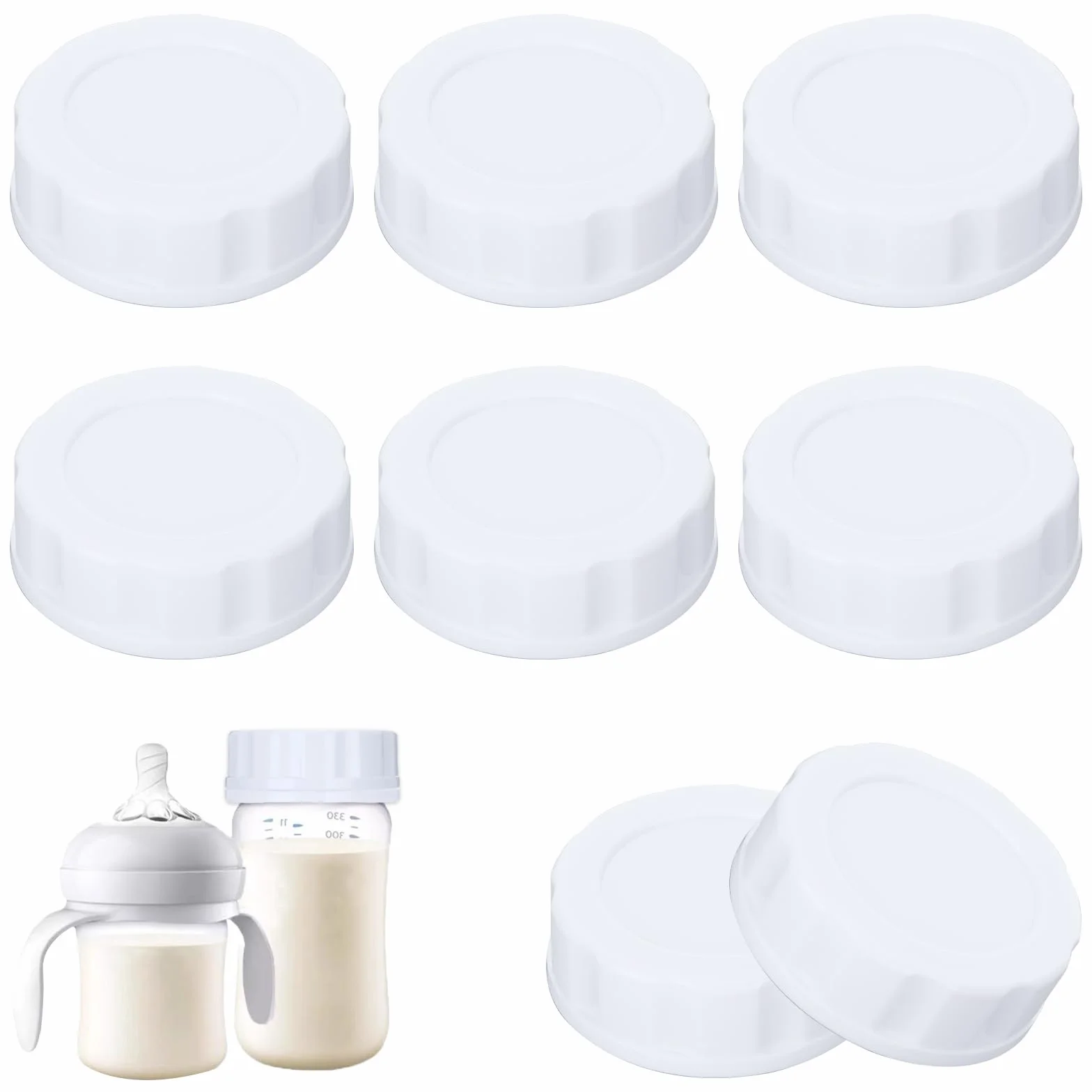 8 Tappi Per Biberon Avent, Per Bottiglie Di Ricambio Per Biberon Con Anello Di Tenuta, Tappo Per Bottiglie Da Viaggio, Adatti Per Bottiglie A Collo Largo, Colore Bianco