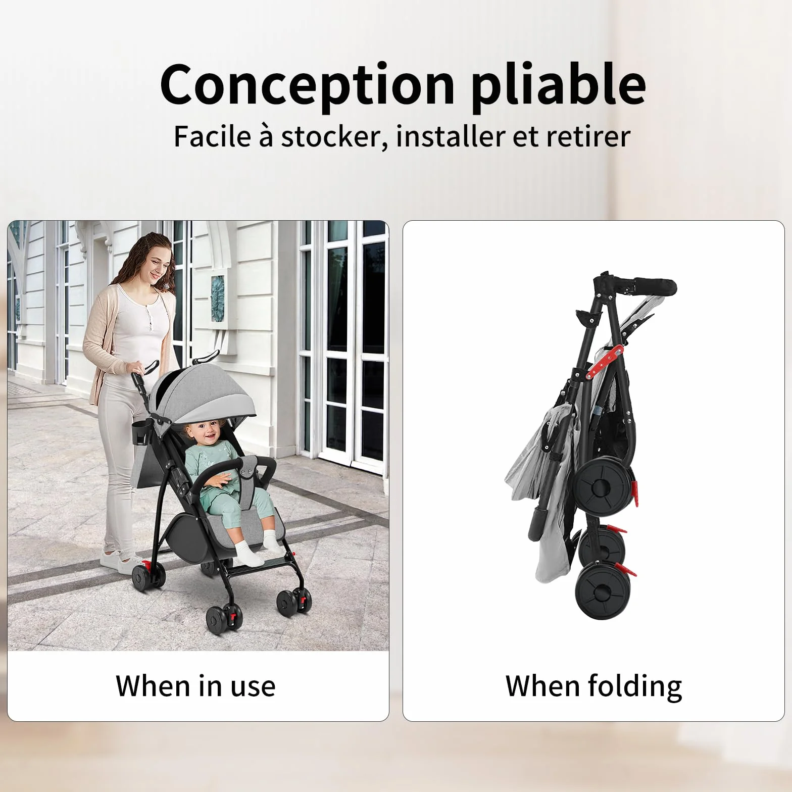 OHMG Passeggino Leggero e Compatto,Passeggini compatti Confortevole,Passeggino Sport Per Bambin,Pieghevole,25kg,Chiusura una Mano,UPF 50+,Zanzariere,Cinture di sicurezza a 5 punti