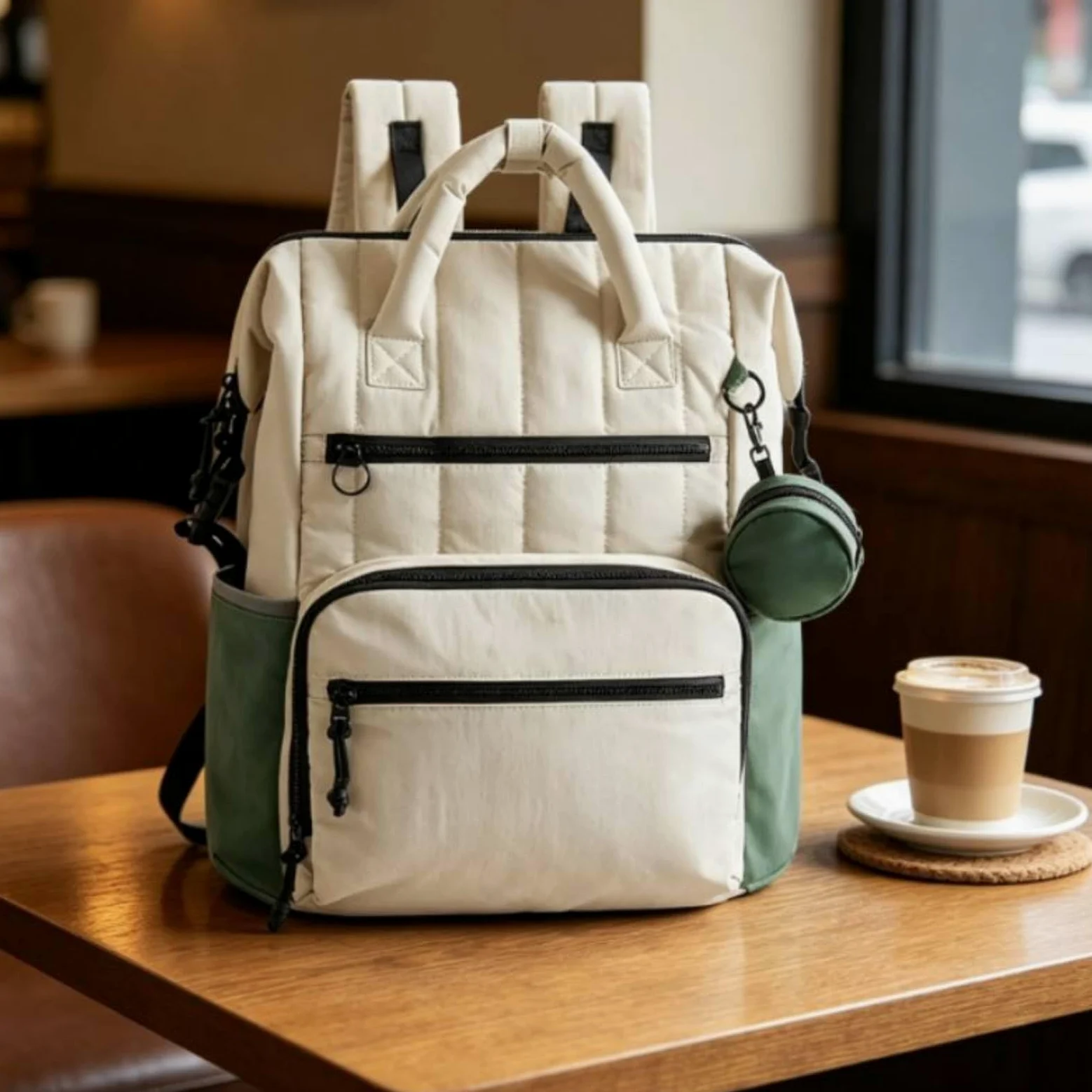 Baoblaze Borsa Fasciatoio Impermeabile Zaino Neonato Borsa Mamma Borsa Passeggino Organizzata con Ampia Apertura Multiple Spallacci Imbottiti Ergonomici, Beige+Arancione