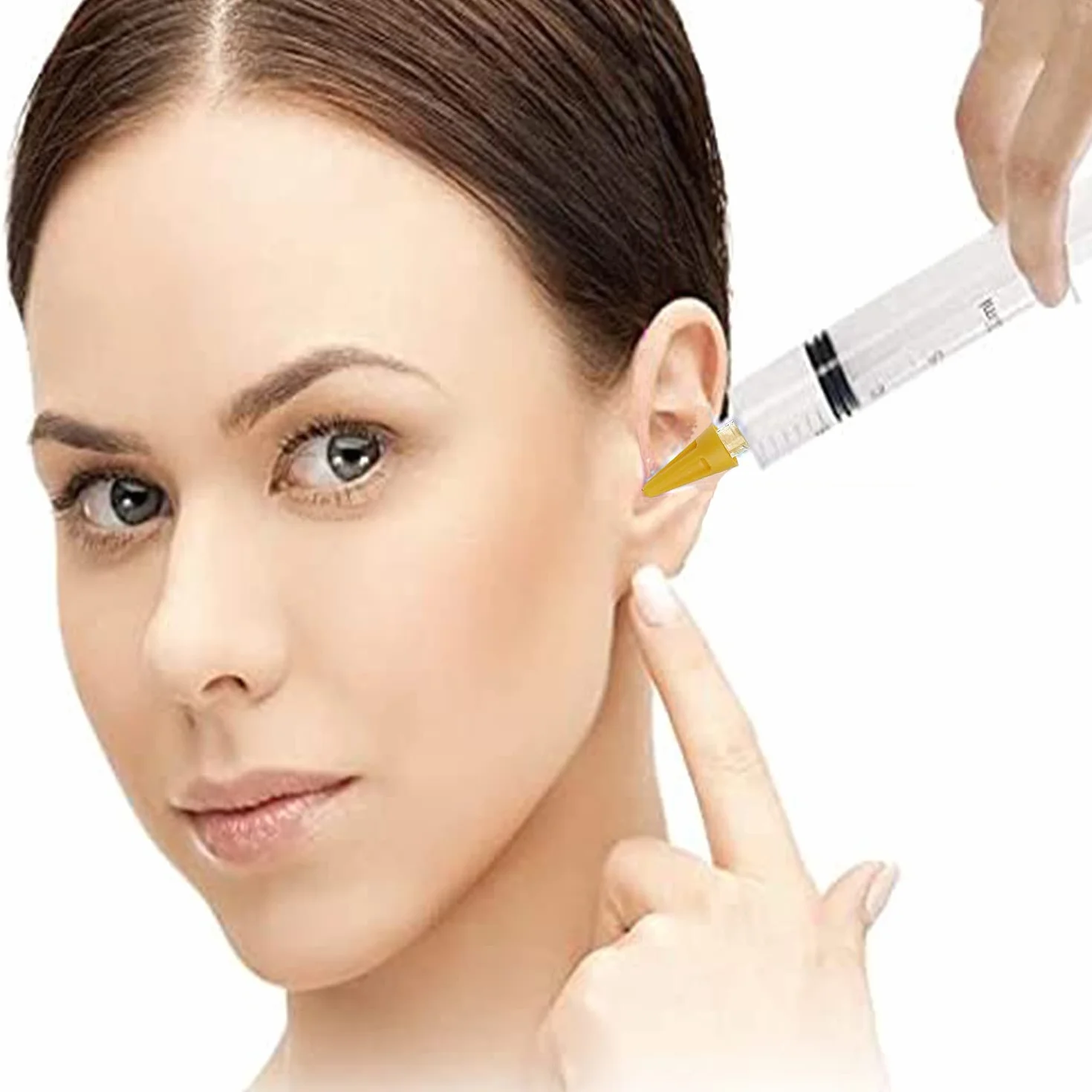Pulitore Orecchie con 4 Punte a Getto Quintupla, Kit Siringa Pulisci Orecchie, Pulitore Intelligente per le Orecchie per Rimuovere il Cerume Facile da pulire per Bambini e Adulti