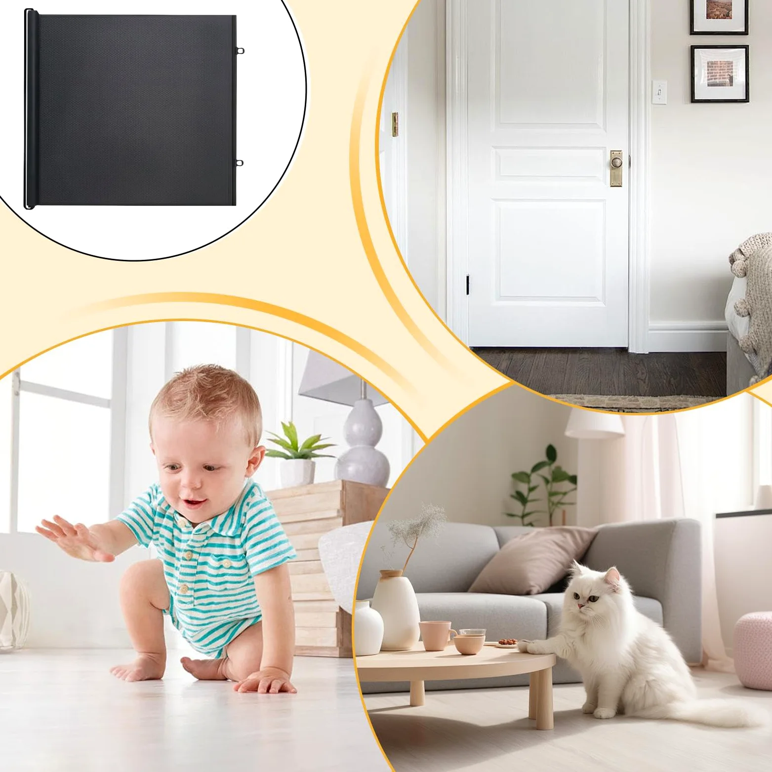 Cancelletto Estensibile Per Animali - Cancelletto Sicurezza Estensibile In Rete Per Bambini E Cani - Portatile Cancello Barriera Sicurezza Griglia Espandibile Per Porte Scale Corridoi Interni Esterni