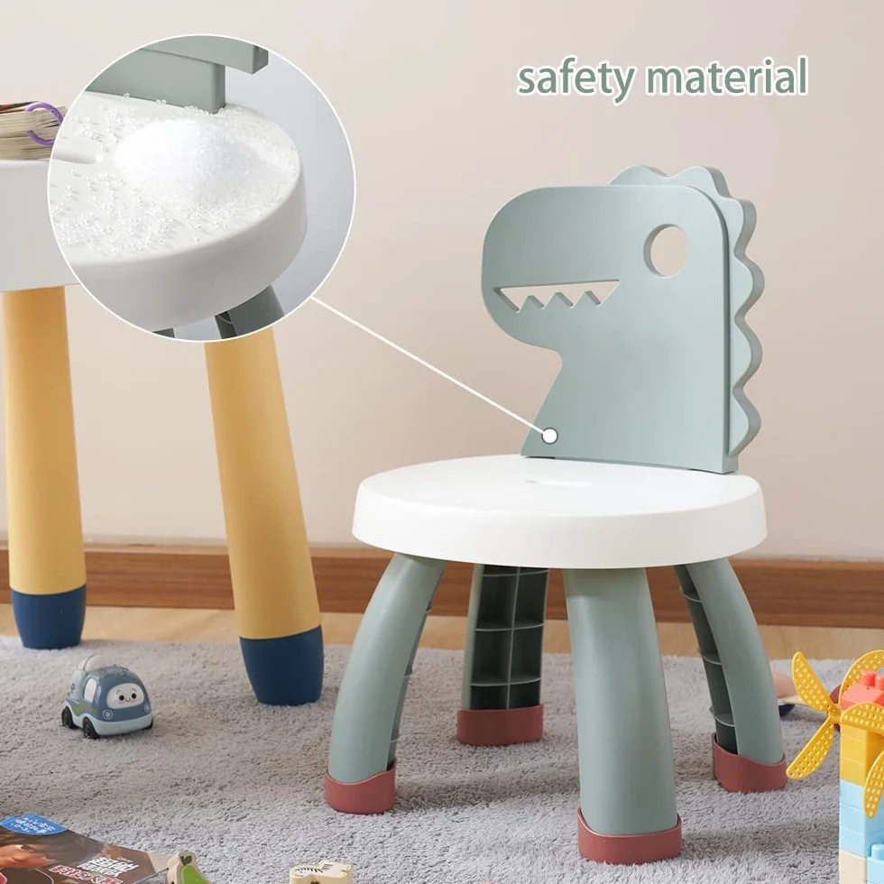 Balama Sedia per bambini, Seggiola Bambini, Seggiolina Bambini, in plastica, dinosauro, verde, altezza seduta 25,3 cm, per interni ed esterni, senza BPA, durevole e leggera