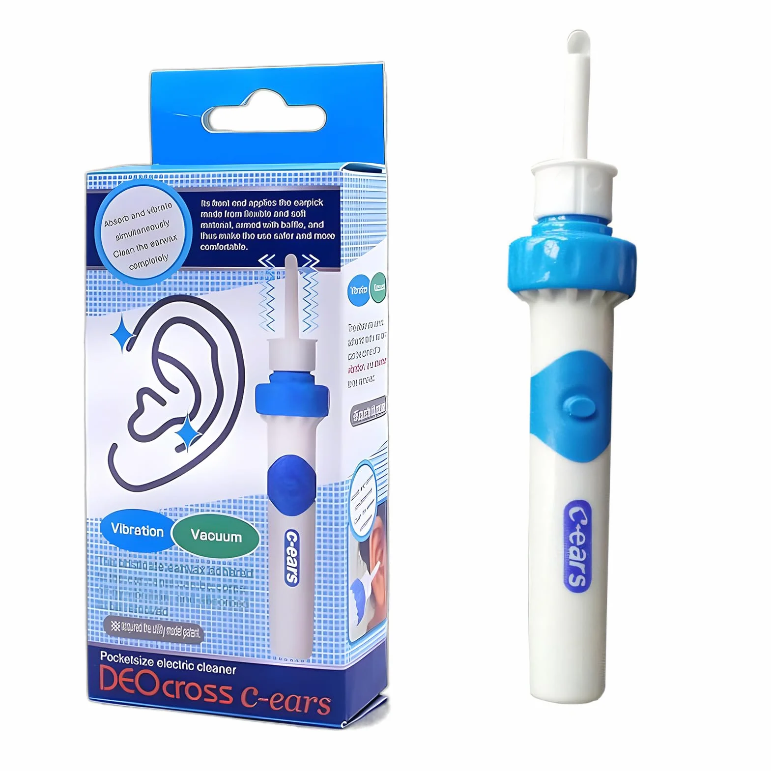 Aspiratore Cerume Orecchie Elettrico Pulisci Orecchie con Aspirazione, 2 Testine Silicone + Spazzolina, pulizia orecchie adulti bambini, aspiratore di cerume, funziona con Batterie AAA