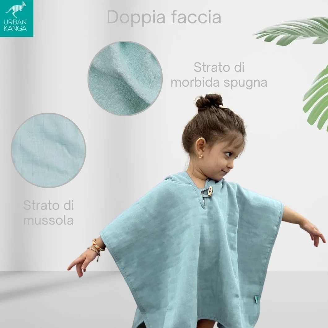 Urban Kanga Poncho da Bagno Asciugamano con Cappuccio per Bambini (Menta)
