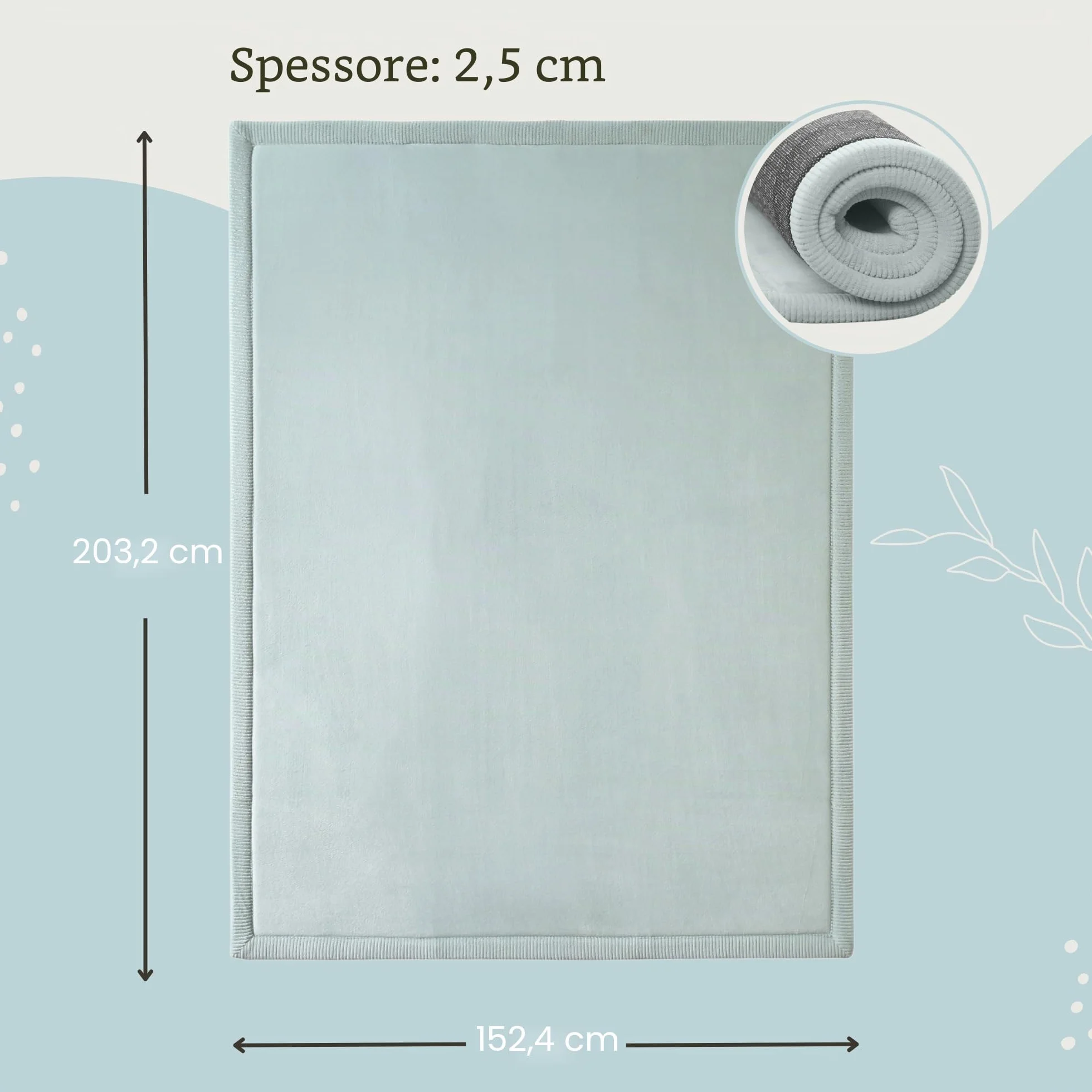 Hakuna Matte Tappeto e Neonato Tappeto Morbido per Bambini con Memory Foam – Tatami – Verde 200x150x2,5cm