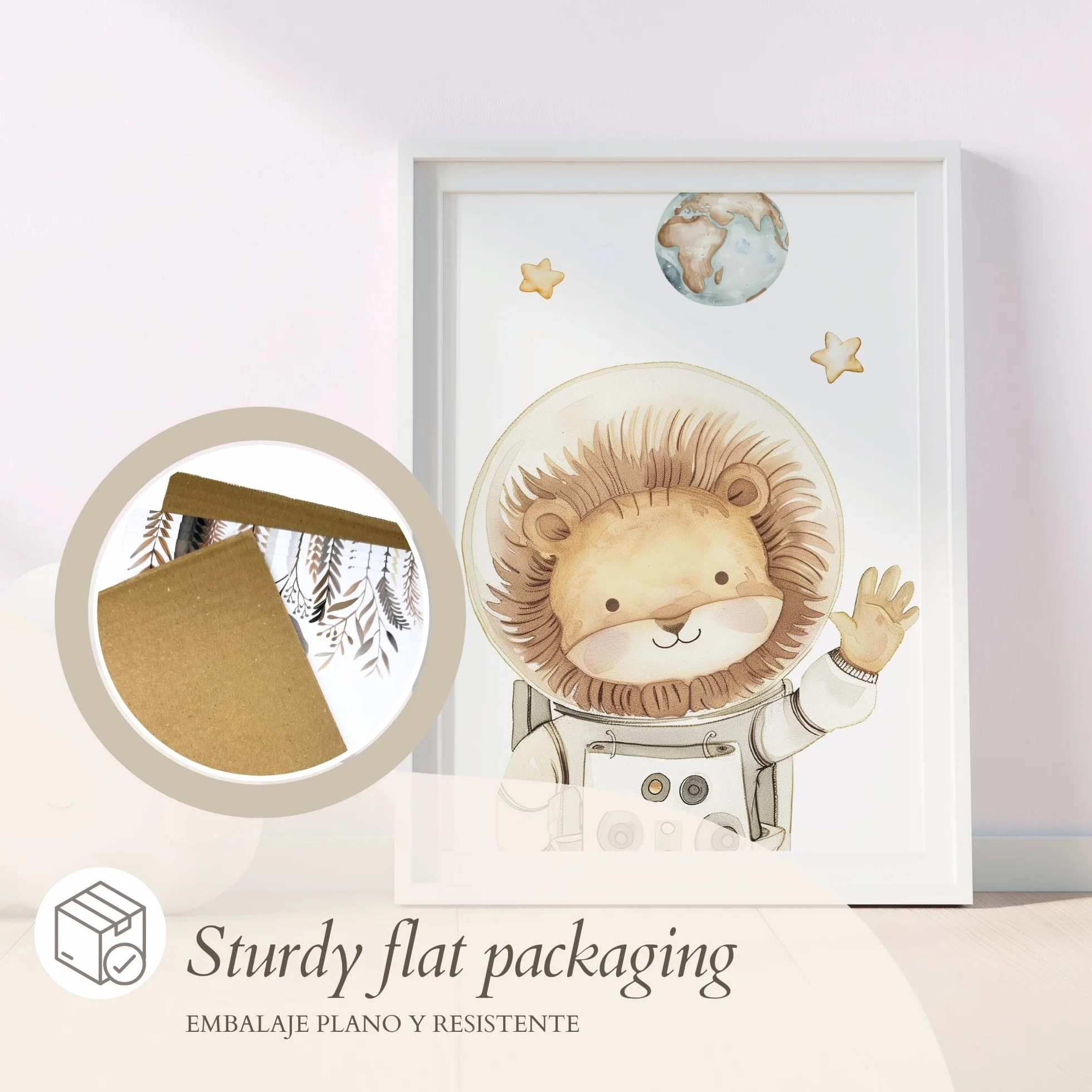 ayurvana Set 6 Stampe Spazio Cameretta Bambini – Poster Senza Cornice con Animali Astronauti, Razzo e Pianeti – Quadri Decorativi per Bambini e Neonati – Arredo Parete Cameretta Originale
