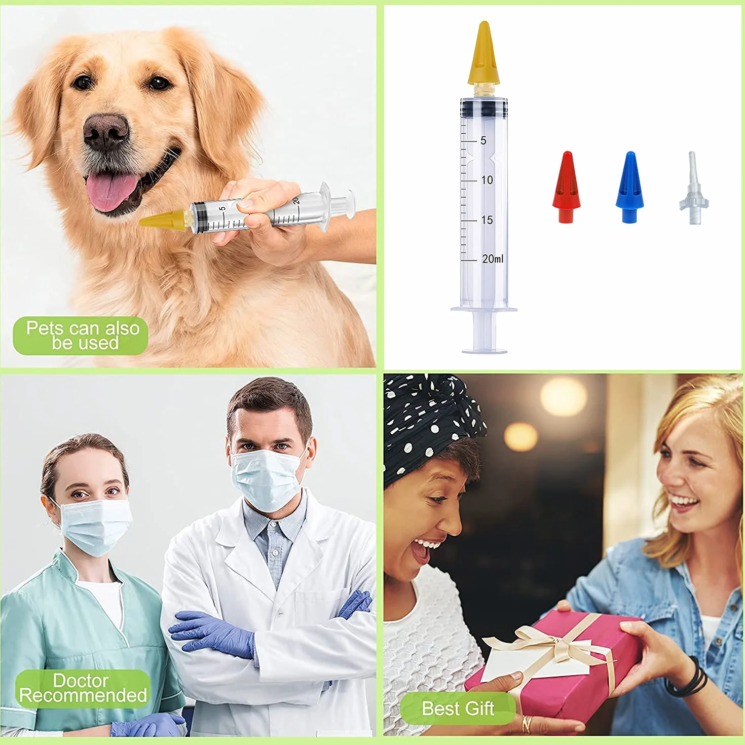 Pulitore Orecchie con 4 Punte a Getto Quintupla, Kit Siringa Pulisci Orecchie, Pulitore Intelligente per le Orecchie per Rimuovere il Cerume Facile da pulire per Bambini e Adulti