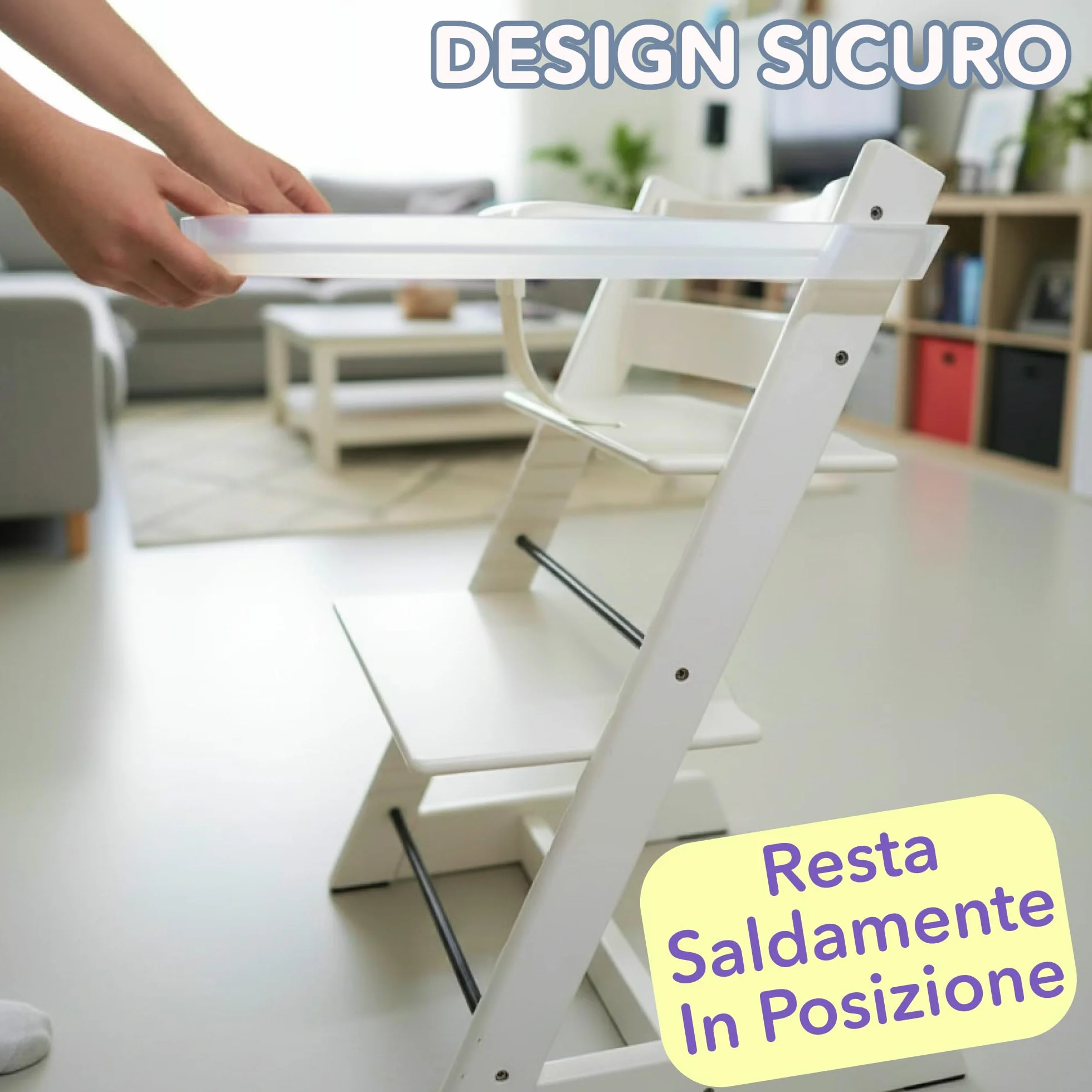 Vassoio per Seggiolone Stokke Tripp Trapp – Chiaro – Senza Baby Set Necessario. Superficie Antiscivolo per Ventose. A Scatto. Senza BPA