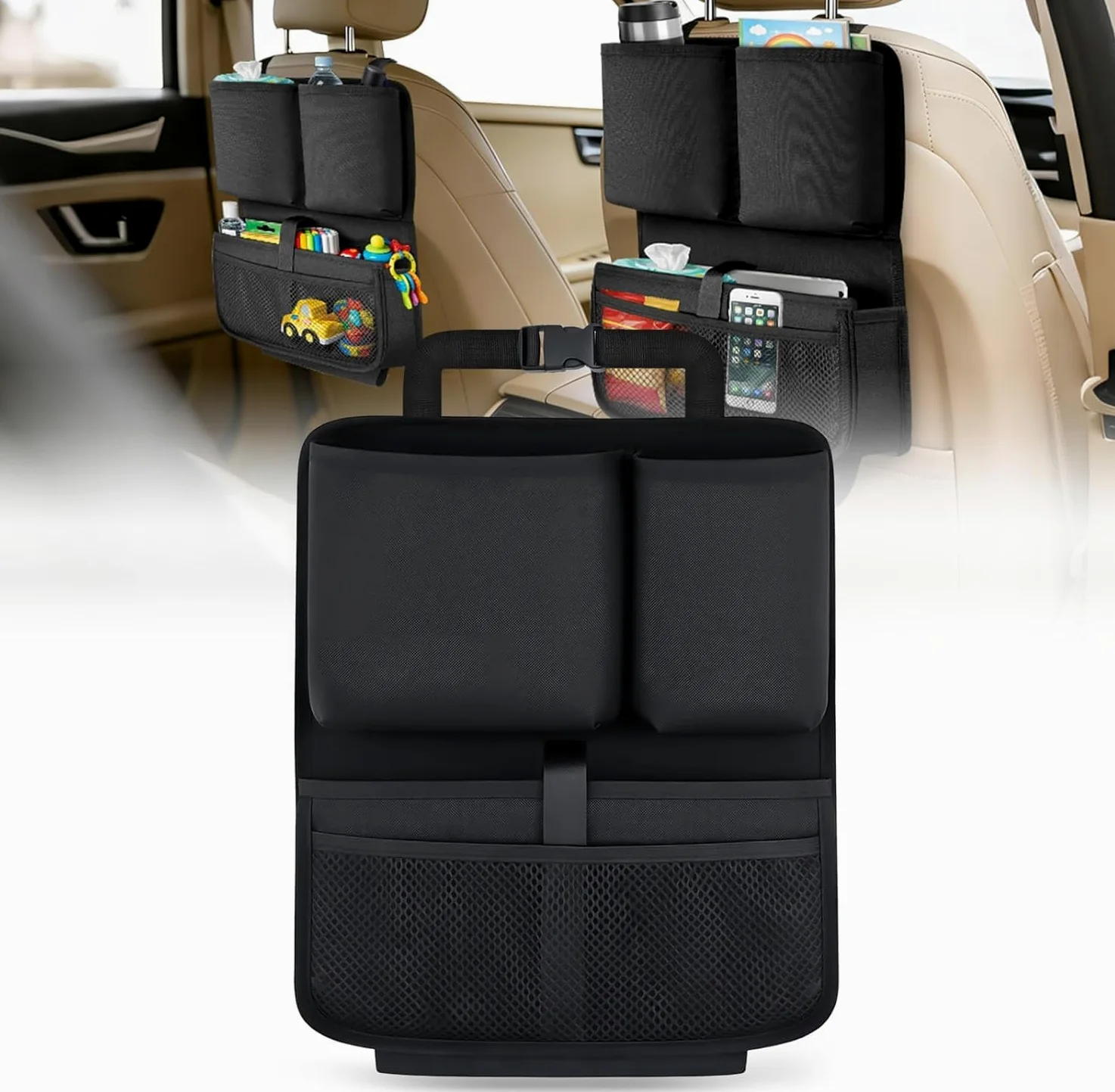 Organizzatore Auto per KIA EV3 2024-2025 | Tasca Portaoggetti Schienale in Tessuto Oxford 600D Impermeabile Salvaspazio Interni