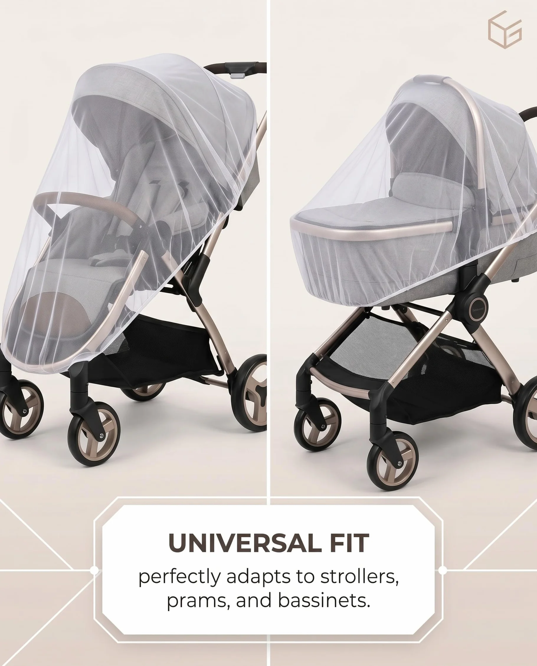 Zanzariera Universale Bianco 1pz per Passeggino Carrozzina Culla Neonato. Protezione Insetti e Zanzare, per un Sonno Sereno e Sicuro del Bambino.