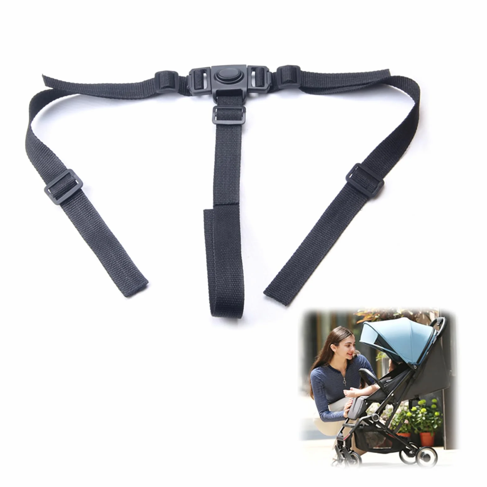 Cinture Passeggino Universali, Seggiolone Cintura Imbracatura di Sicurezza per Bambini, Passeggini Cintura Seggiolone a Regolabile Cinghie Universale per Auto Carrozzina Seggiolon (Tipo a 3 punti)