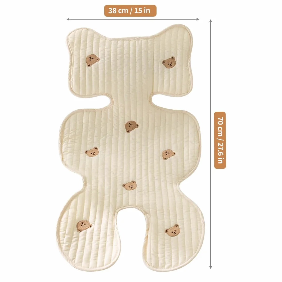 LUFEIS Cuscino per Passeggino, Materassino Passeggino Universale, Copriseduta Passegginos Antisudore, Cuscino Ovetto Auto Estivo Traspirante, Materassino per Passegginos Seggiolino Auto (Orso)