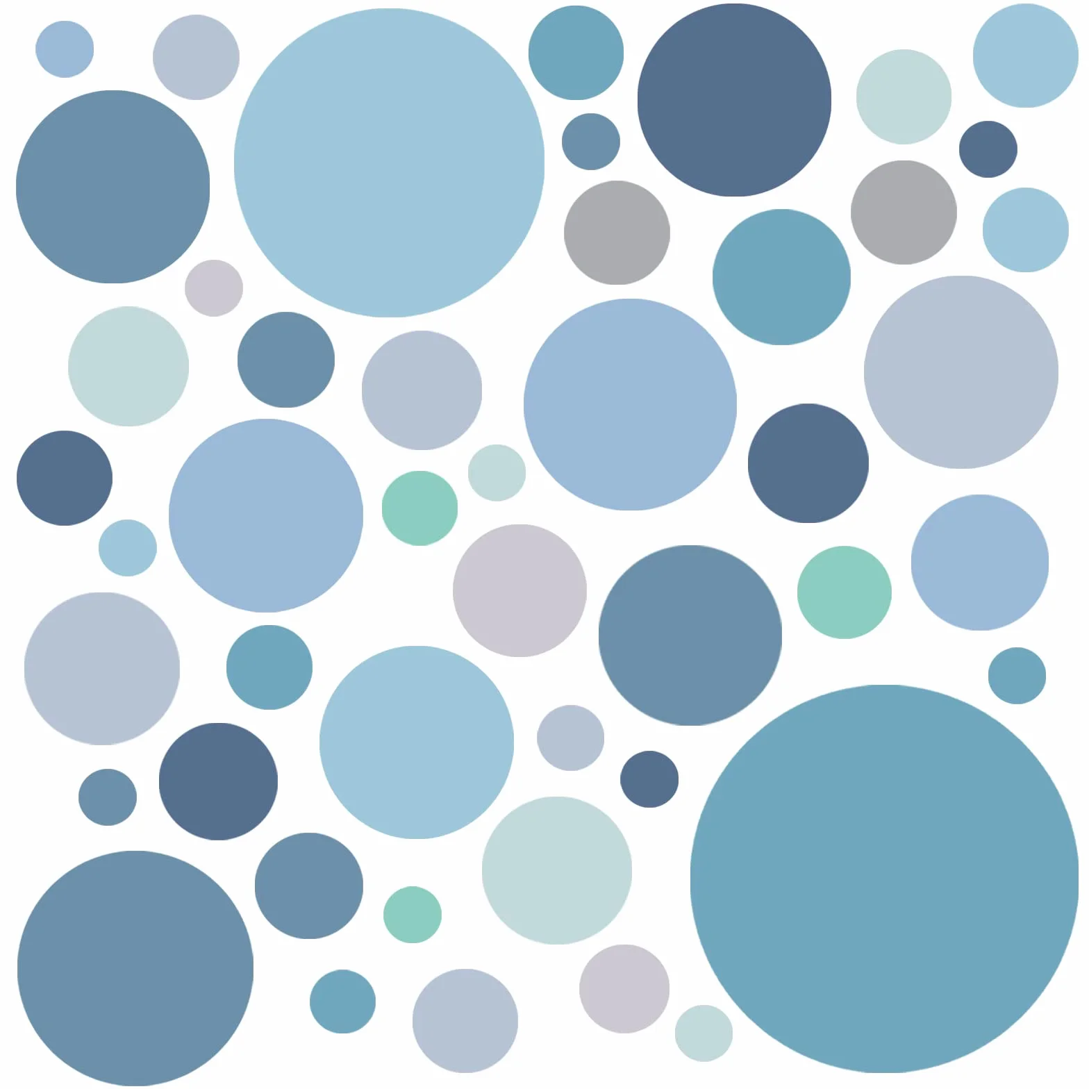 WandSticker4U®- [6 fogli, 93 pezzi] Adesivi murali bambini POIS azzurri/blu/verde pastello, Pois adesivi per mobili pareti decorativi cameretta I Adesivi pois punti decorazioni camera da letto GRANDE