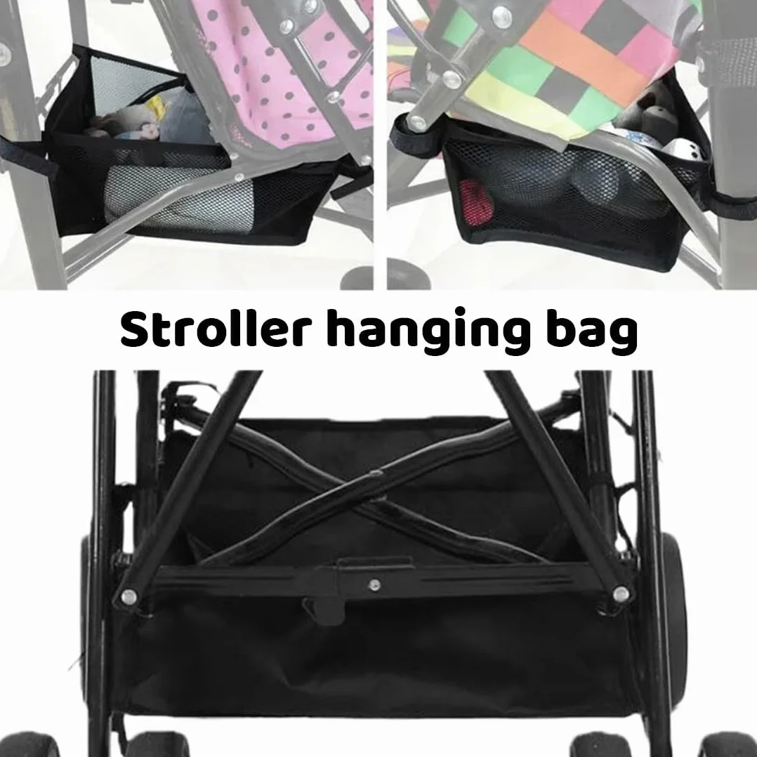 Cestino per Passeggino, Passeggino Borsa portaoggetti Universale, Passeggino Accessori, Passeggino Organizer Borsa Oxford, cestello portaoggetti in Rete, Carrozzina Cestino Inferiore