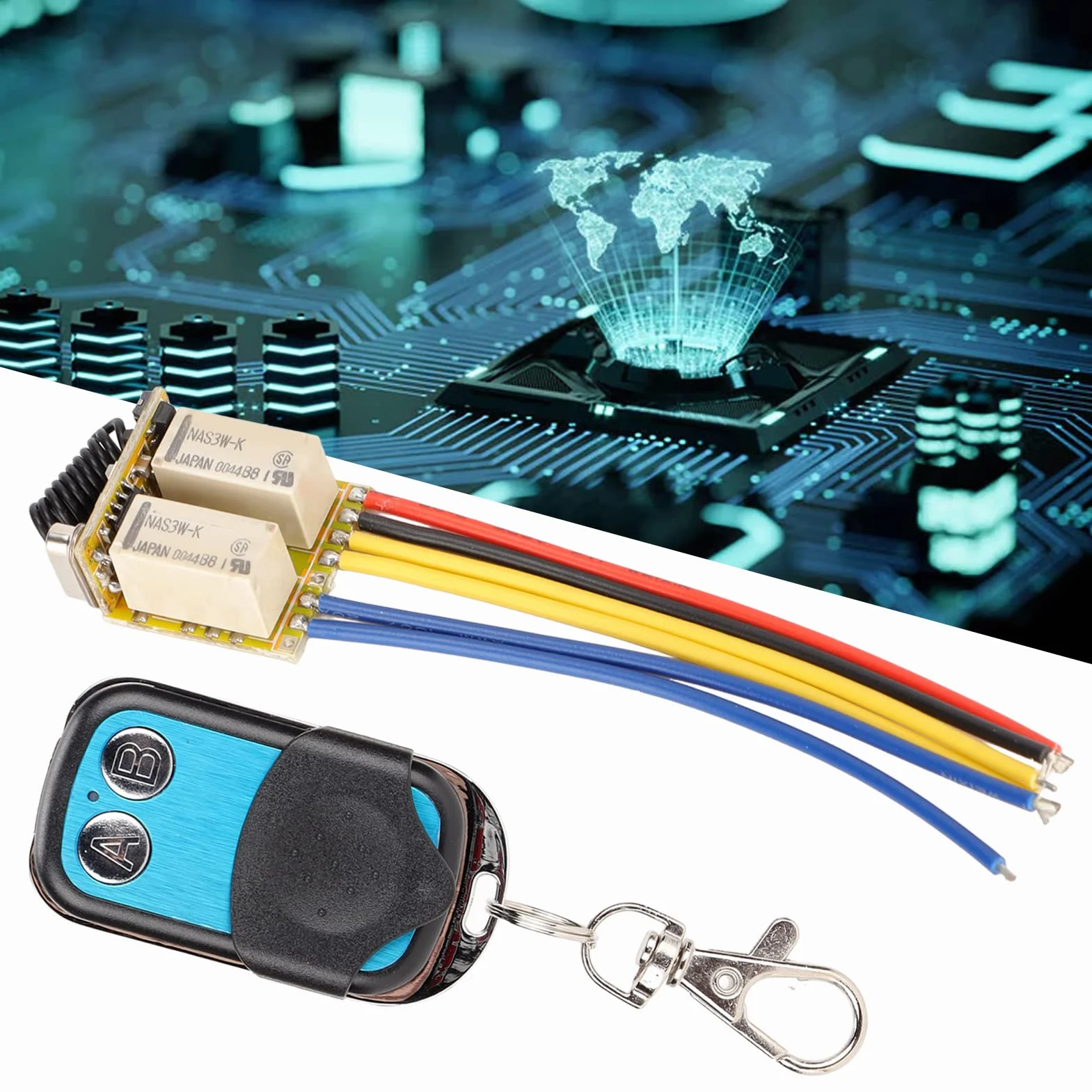 Interruttore Telecomando a Relè DC3.7-2V, Interruttore Wireless Universale a 433Mhz a 2CH, con Pulsante di Apprendimento per Il Sistema di Moduli a Scatto