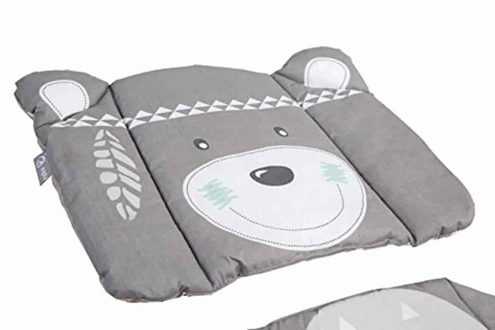 roba Cuscino Riduttore per Sedia e per Seggiolone Indibär – Set 2 Pezzi - Cotone Traspirante - Lavabile - Microfibra - Morbido e Imbottito - Resistente – Motivo con Orsetto - Grigio