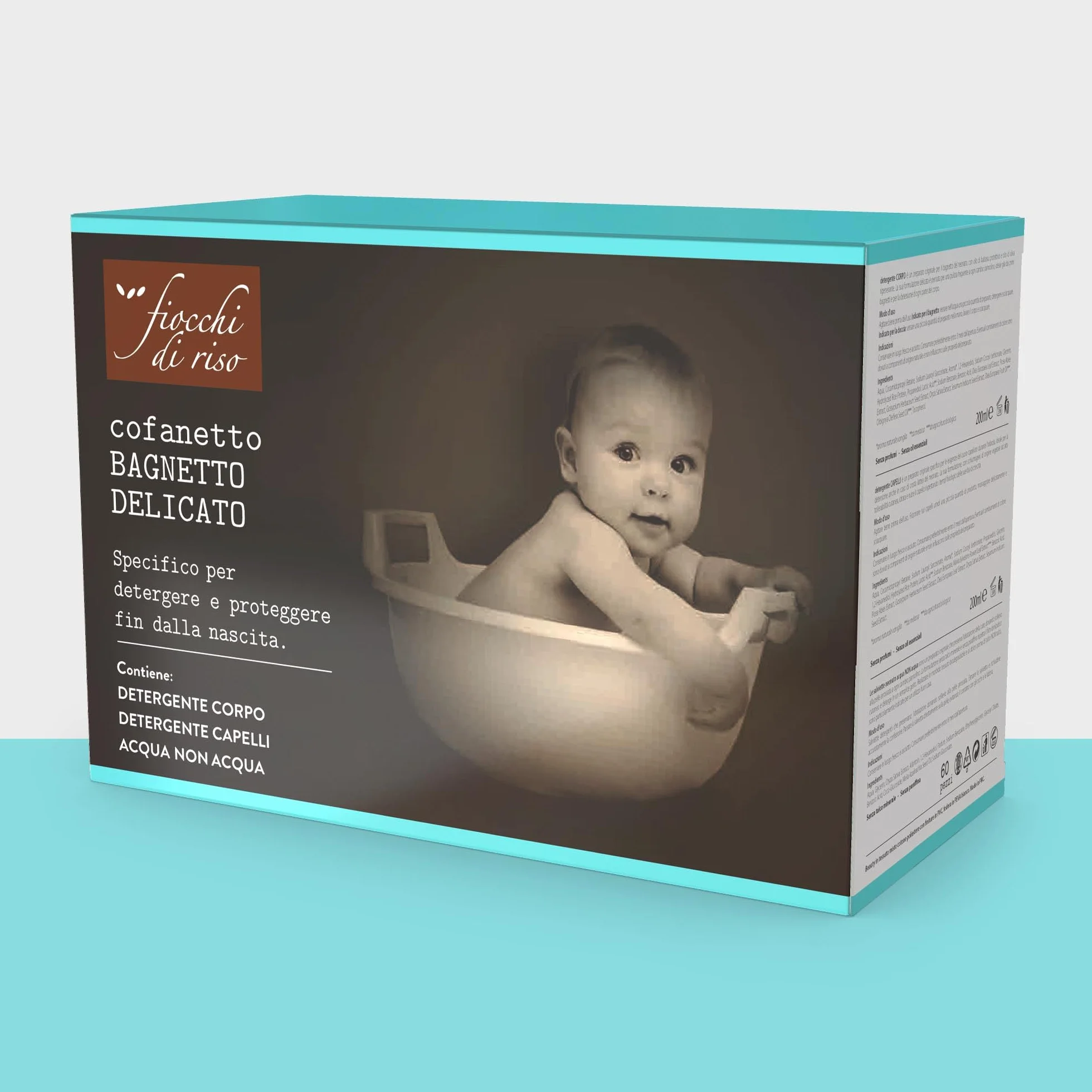 Fiocchi di Riso - BEAUTY BAGNETTO DELICATO - Kit neonato specifico per la detersione delicata fin dalla nascita: Detergente Corpo, Detergente Capelli e salviette Acqua NON Acqua. Nuovo beauty