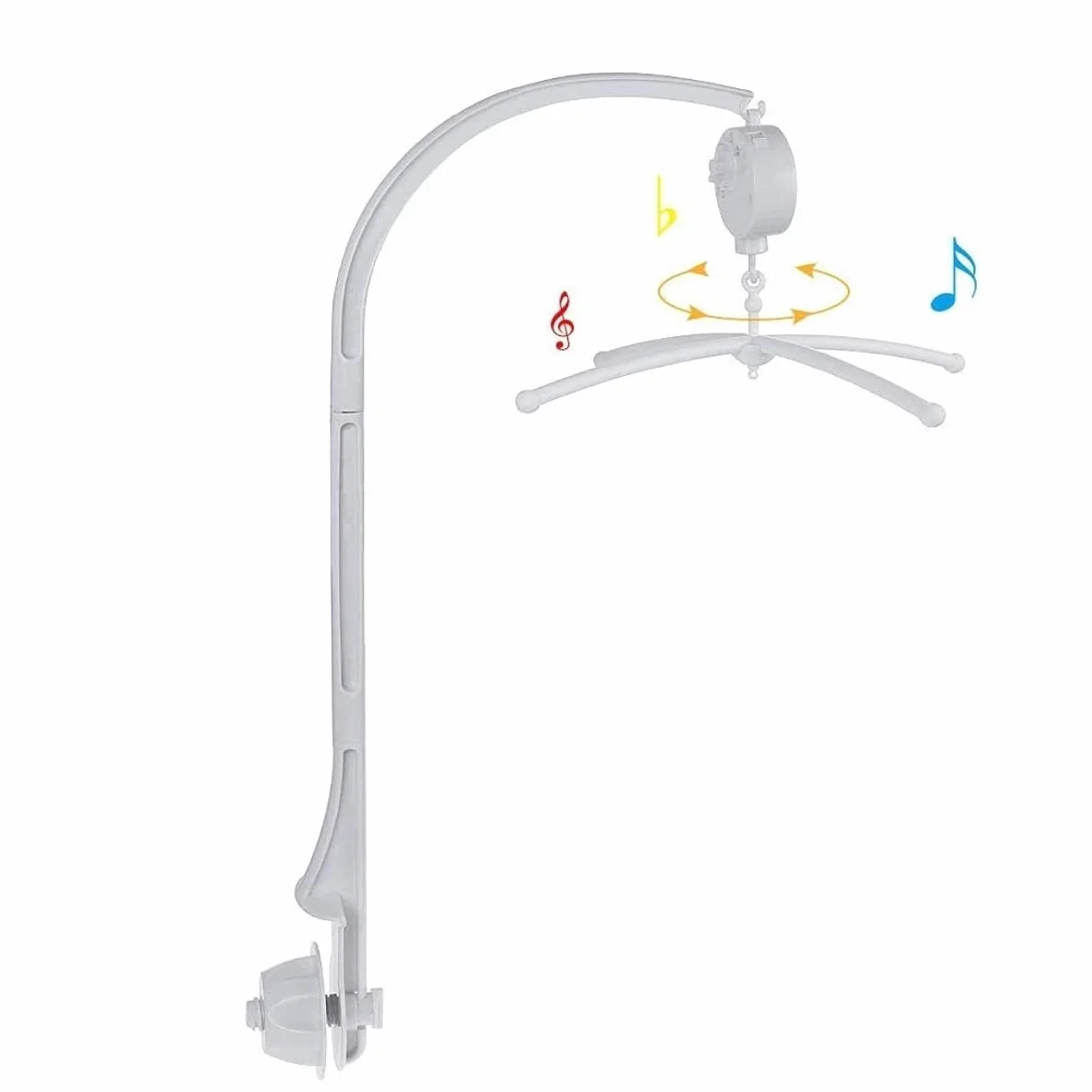 JZK Giostrina culla neonato musicale giostrina lettino con musica wind up carillon + porta giocattoli + braccio, Rotazione automatica Senza batteria