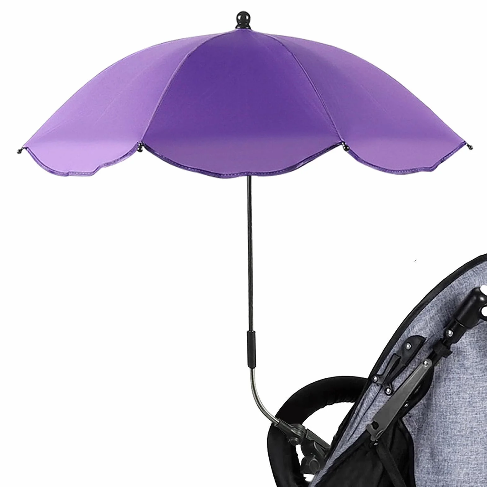Ombrellino Passeggino Universale con Morsetto Regolabile, ombrellino parasole passeggino, Protezione UV 360 Passeggino Ombrellone Parasole per Carrello, Sedia da Spiaggia, Sedia a Rotelle, Viaggio