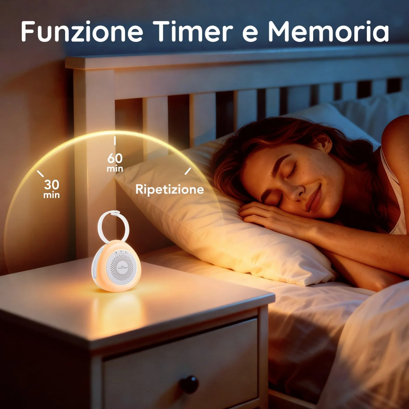 Easy@Home Macchina per Rumori Bianchi Portatile con 30 Suoni Rilassanti, Timer Automatico e Luce Notturna | Ideale per Neonati e Adulti, Generatore di Rumore Bianco per Dormire e Rilassarsi