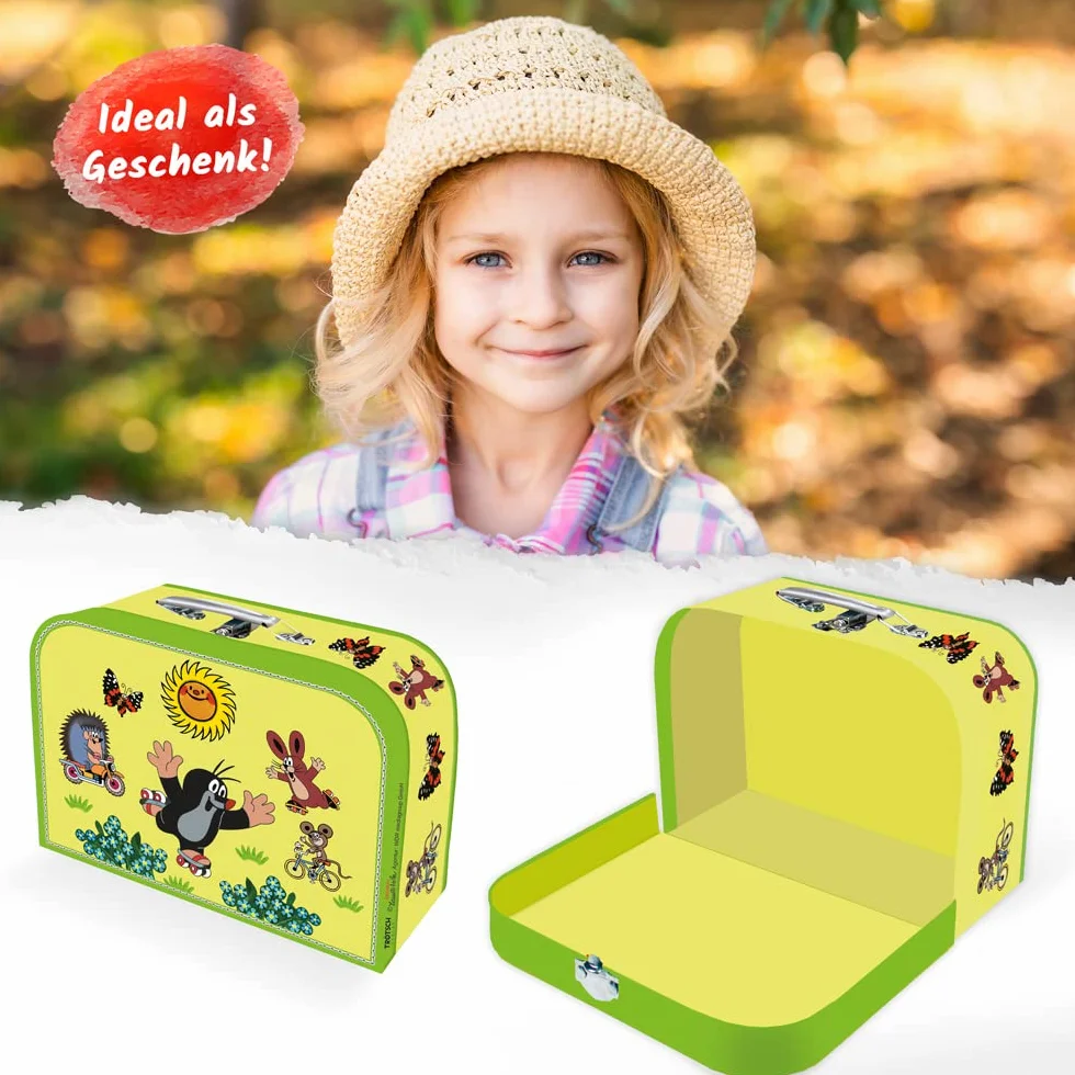 TROTSCH Der kleine Maulwurf Kinderkoffer klein: Pappkoffer Reisekoffer Kinder Spielkoffer: Pappkoffer mit Metallhenkel, klein