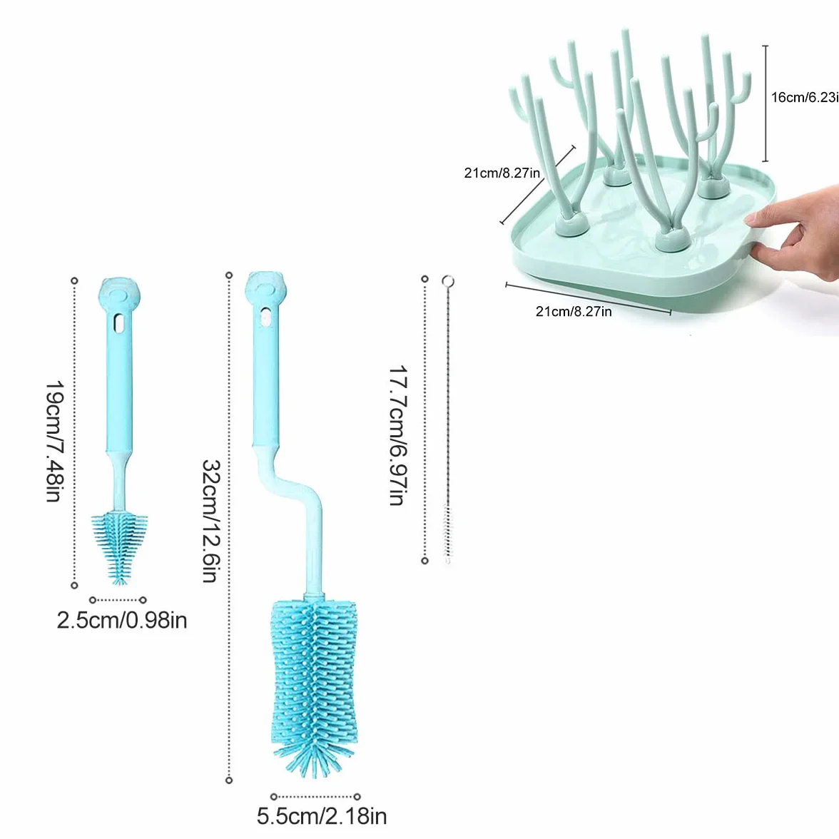 Scolapiatti Per Biberon Bottiglia,Stendino Biberon Rastrelliere,Spazzola Per Biberon,Bottiglia Stendino Scolabiberon,Silicone Pulizia Biberons,Spazzole Per Bottiglie,Asciuga Biberon,Kiuiom