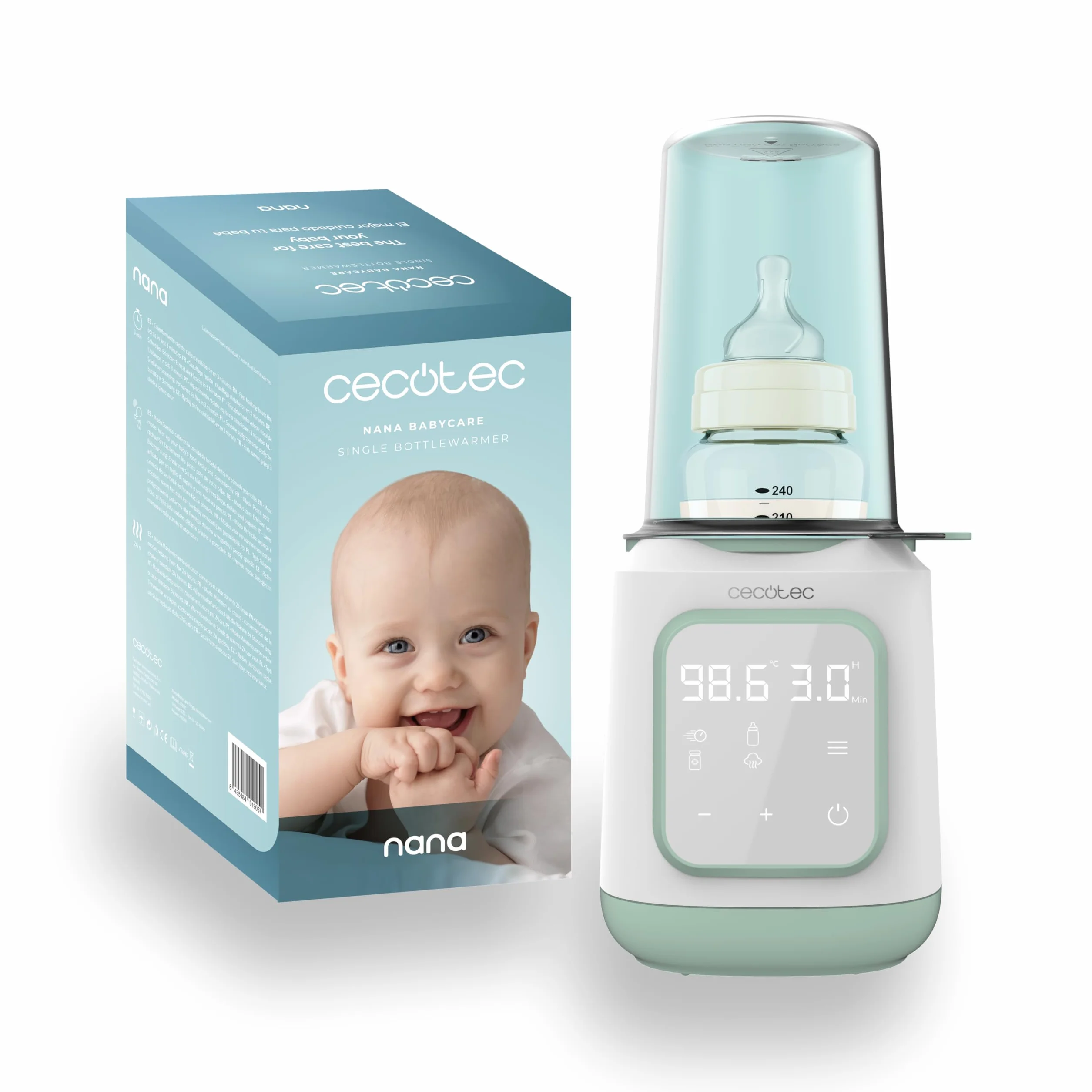 Cecotec Scaldabiberon - Sterilizzatore Biberon Nana BabyCare Single BottleWarmer, 4 modalità, Cestello per il Biberon, Senza BPA, Sicuro per Conservare Acqua, Latte e Alimenti