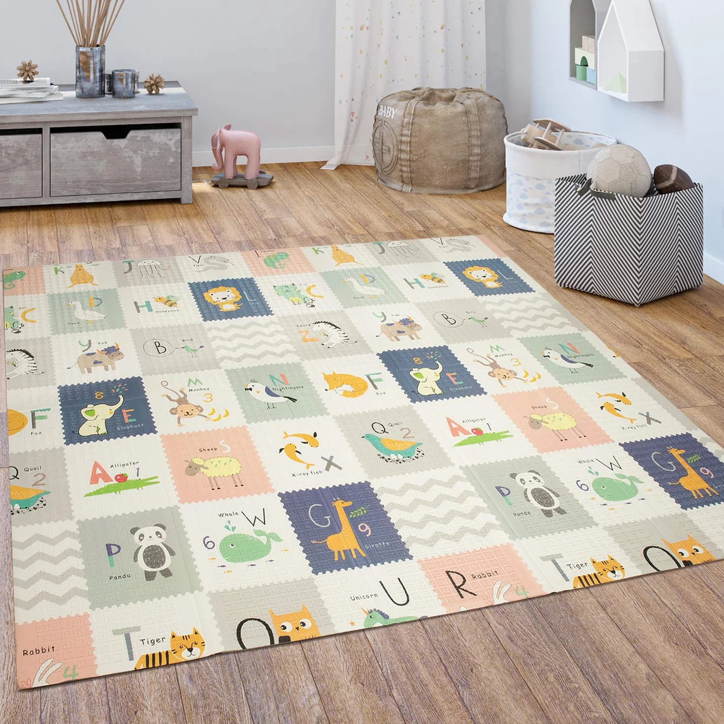 Paco Home Tappeto Gioco Bambini Gattonare Bebè Pieghevole Lavabile Reversibile Animale, Dimensione:150x200 cm, Colore:Multicolore