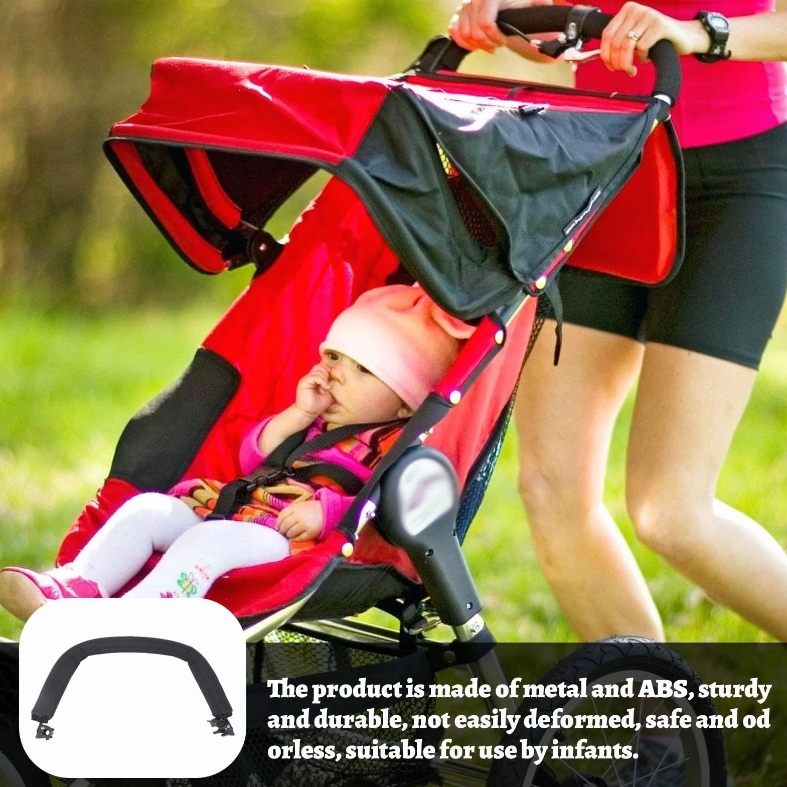 Barra Paraurti per Passeggino | Organizer per Passeggino in Metallo con Portabicchieri | Manubrio Bracciolo per Passeggino Regolabile | Vassoio per Carrello per Bambini per Contenere Snack