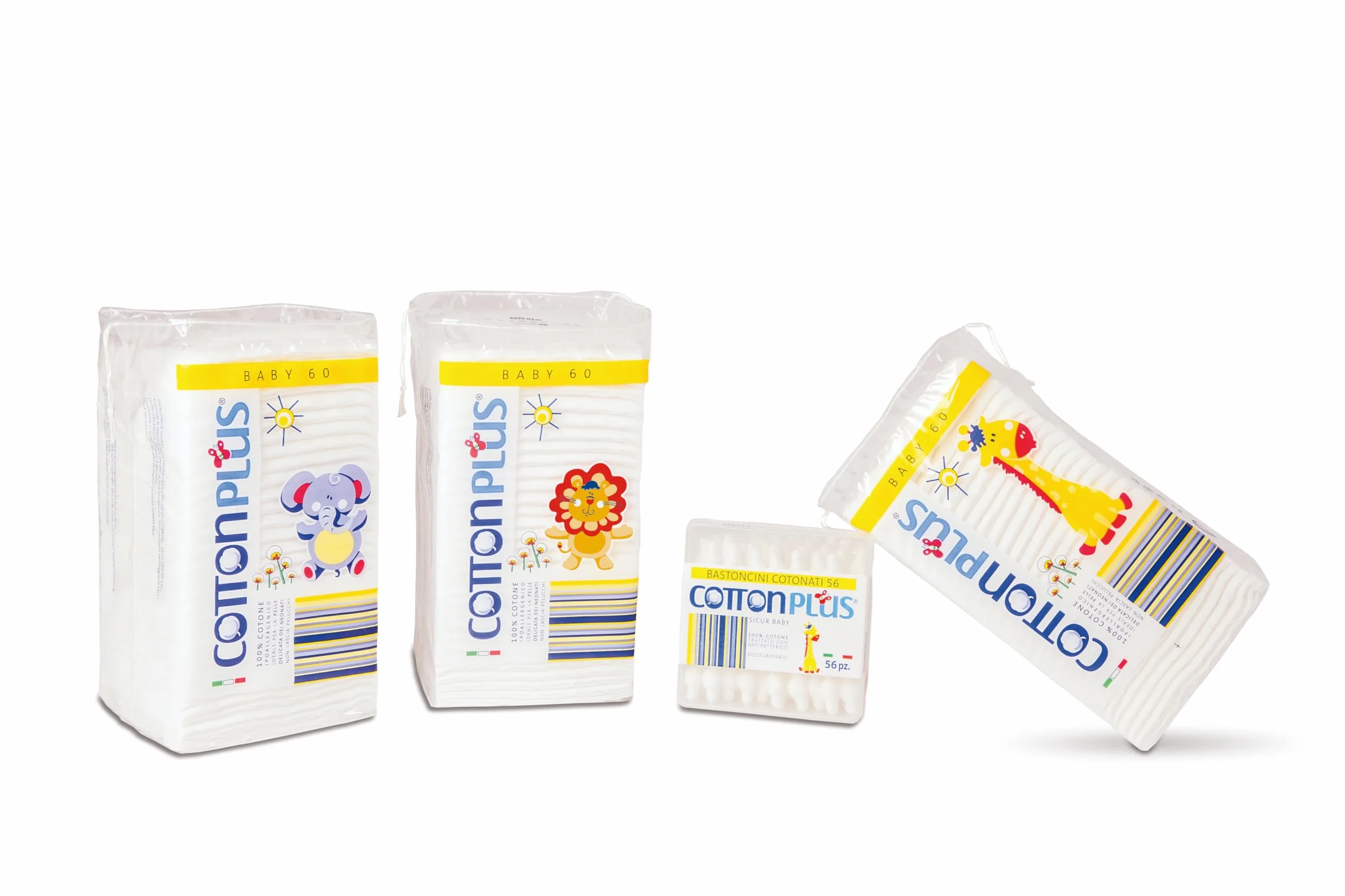 Cotton Plus BASTONCINI COTONATI SICUR BABY 56 pz. - LINEA BABY | BASTONCINI CON PROTEZIONE PER BAMBINI | Igienici e delicati
