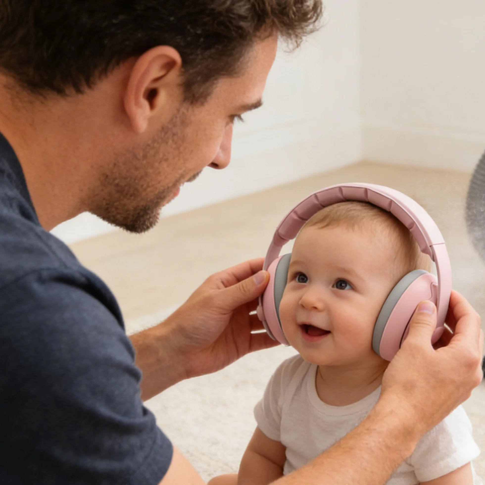 2 in 1 Cuffie Neonato Antirumore, 25db Caschi Antirumore Per Bambini-Cuffie Antirumore Per Bambini 0-4 Anni, Protettori Acustici Per Neonati, Antiscivolo E Antistress, Rosa