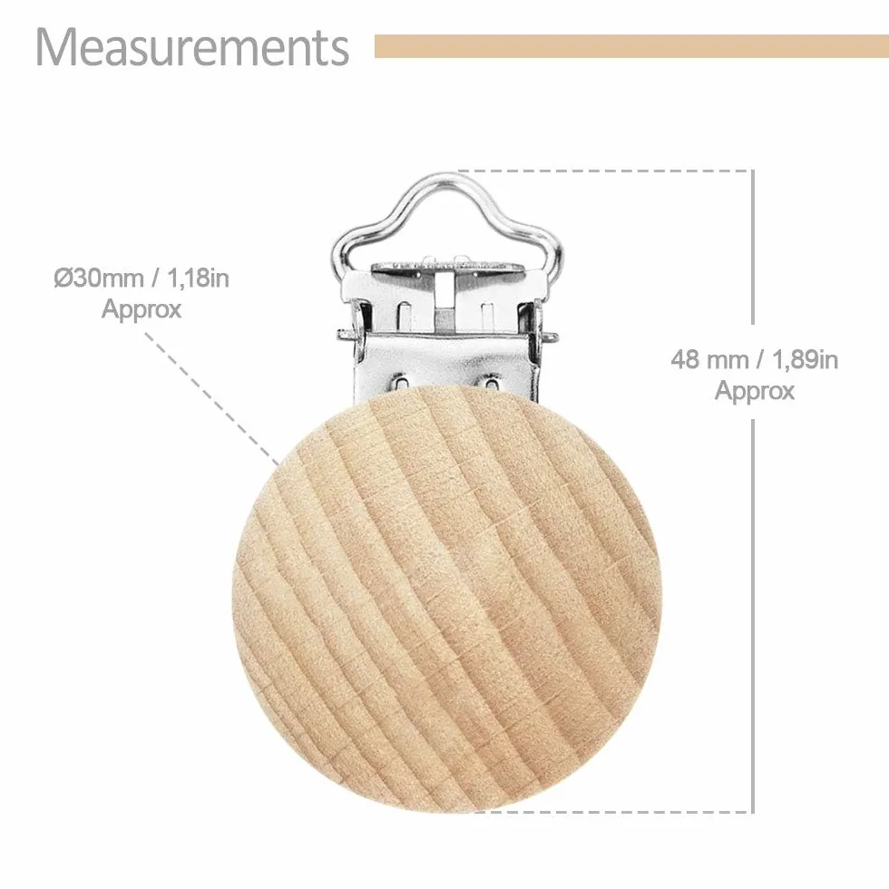 RUBY 10 clip per ciuccio, in legno, per bambini, per il fai da te, per il fai da te, per evitare che il ciuccio, per il fai da te