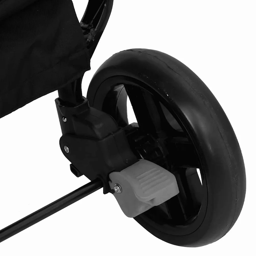 vidaXL Passeggino Gemellare Grigio Chiaro e Nero in Acciaio