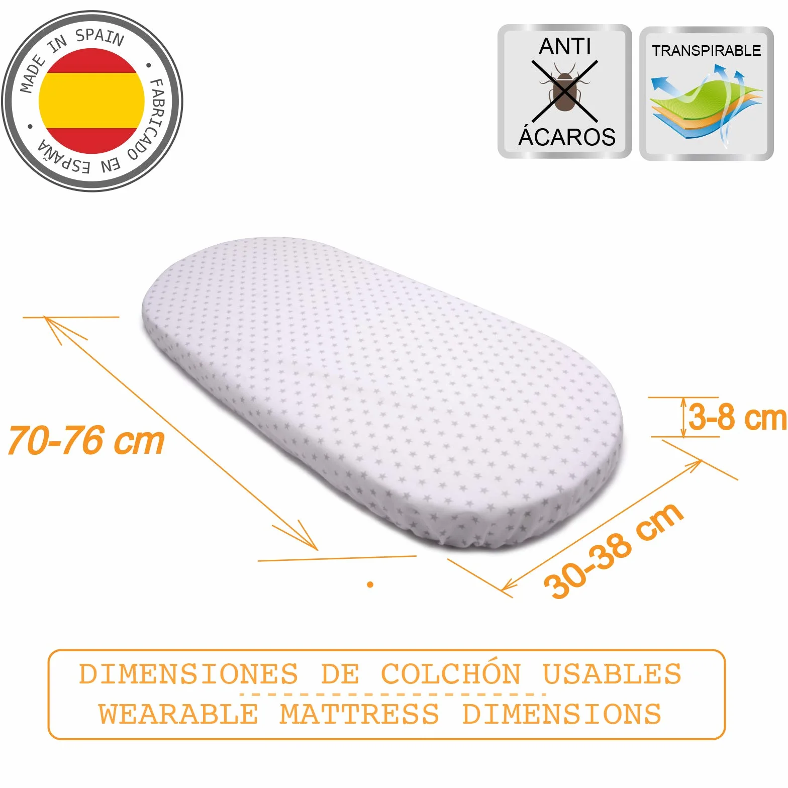 PEKITAS Lotto 2 Lenzuolas Con Angoli 75x33cm/72x32cm/70x30cm Per Carrozzina Materasso Culla Navicella Passeggino Mosè