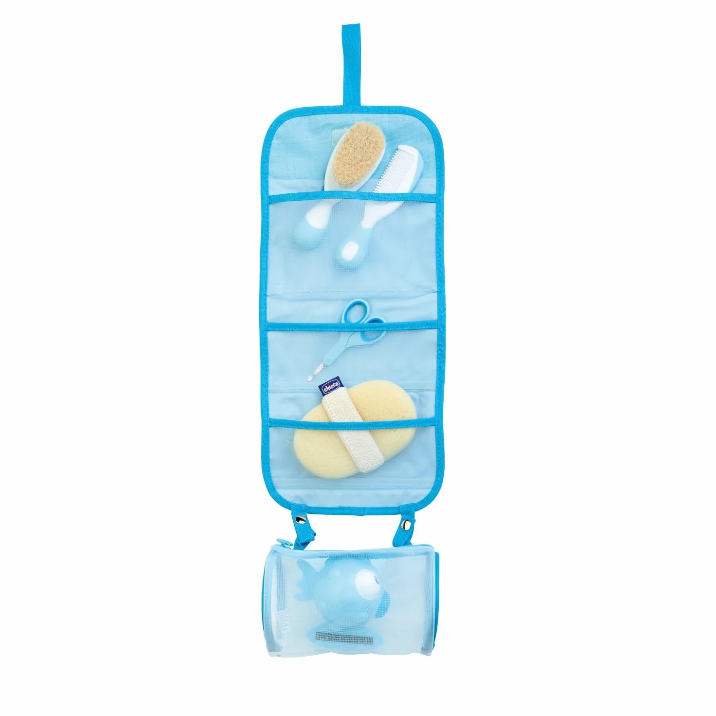 Chicco Set Bagnetto per Bambini, Idea Regalo, Idea Regalo Nascita, con Pettine, Spazzola Morbida, Termometro, Guanto Da Bagno In Spugna E Un Paio Di Forbici, Igiene Neonato, Prodotti Bagnetto, Azzurro