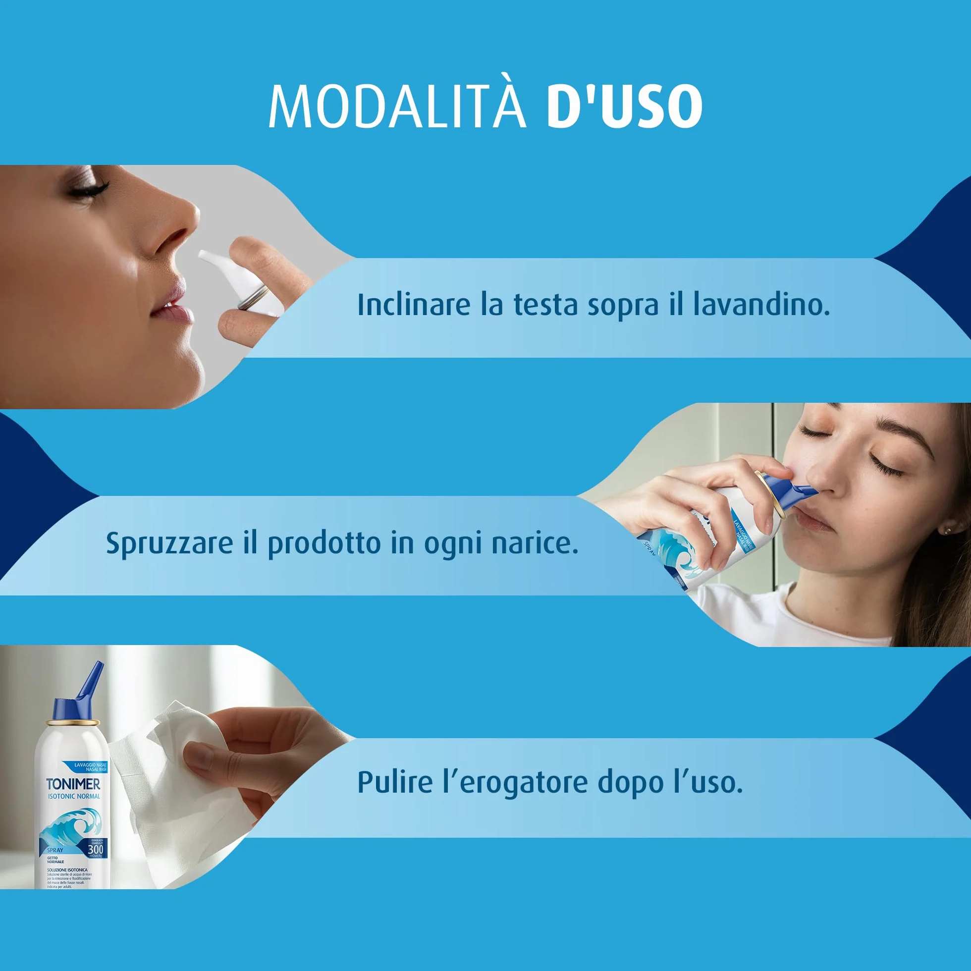 Tonimer Isotonic 300 Normal - 100 ml - Soluzione Isotonica Sterile di Acqua di Mare - Rimuove e Fluidifica il Muco - Indicata per Adulti - Senza Conservanti