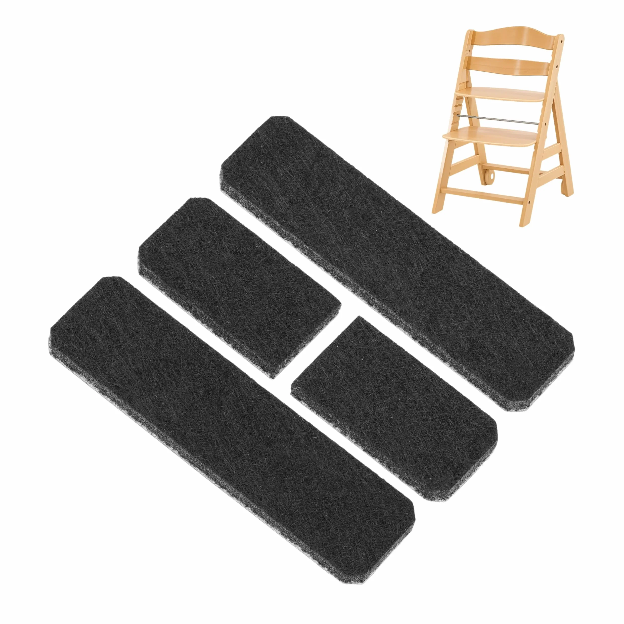Scivolo in feltro per seggiolone, 1 Set, compatibile con seggiolone HAUCK ALPHA+ e BETA+ con rotelle, in Nero, da incollare, protezione autoadesiva per pavimento sedia per bambini