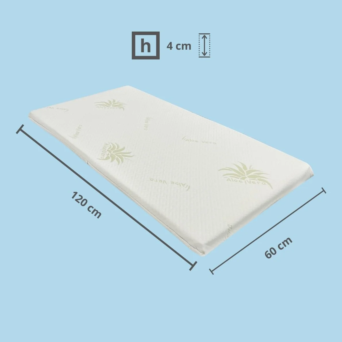 Kiby® Materasso per Lettino da Campeggio (Certificato OEKO-TEX® & CERTIPUR™) in Aloe Vera, Arrotolabile Alto 4 CM