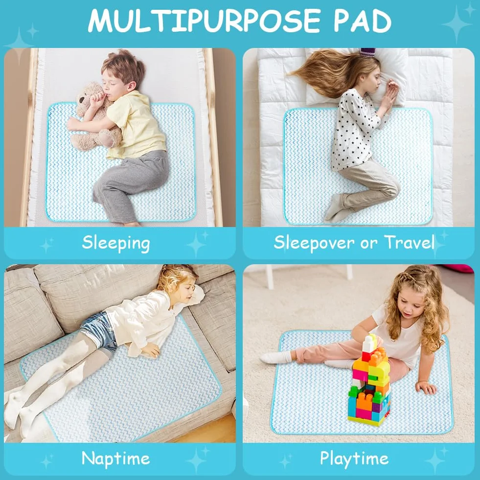 Aolso Coprimaterasso per bambini, 70 x 90 cm, per bagnare il letto, assorbire l'acqua, per bambini, per addestramento al WC (blu)