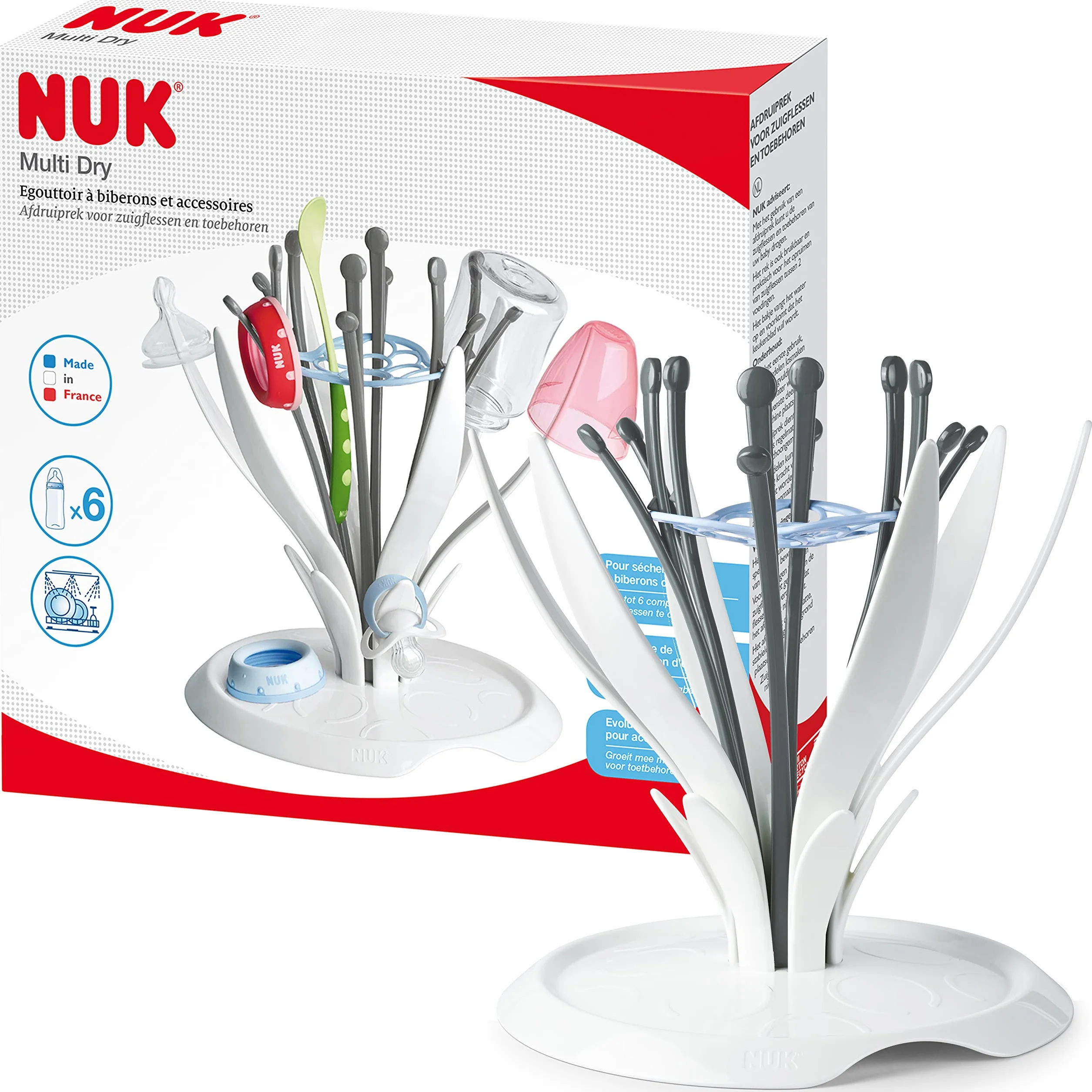 NUK - Scolapiatti per biberon Multi Dry, per 6 biberon